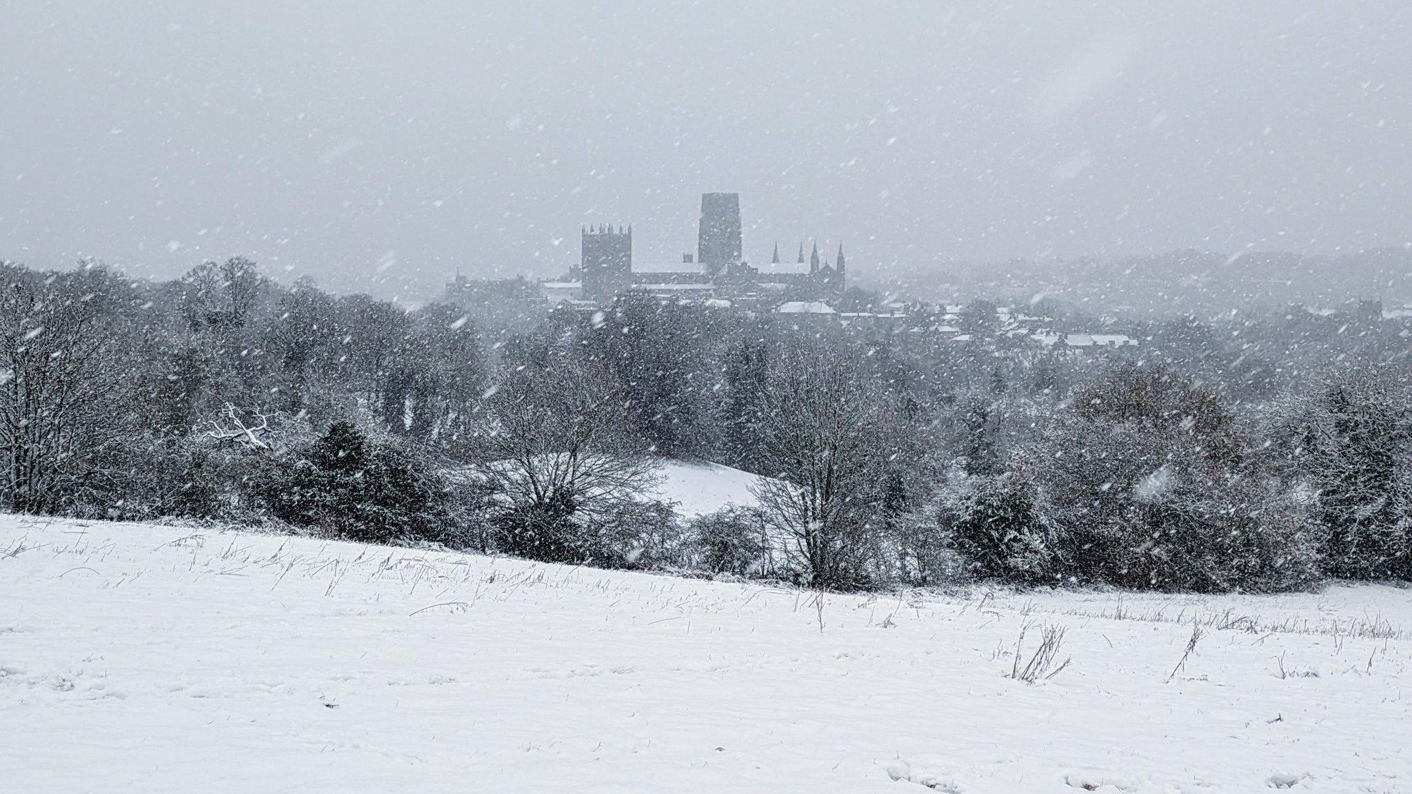 A snowy scene from Josephine Butler College, Durham University