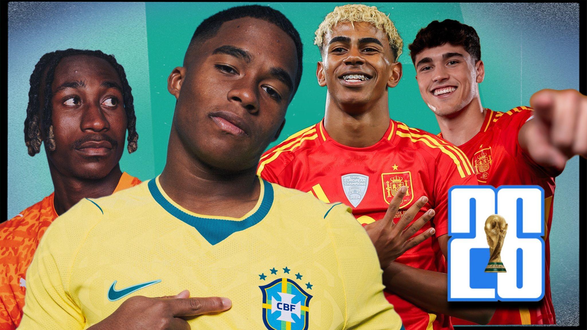 Yan Diomande of Ivory Coast, Endrick of Brazil, Lamine Yamal of Spain and Pau Cubarsi of Spain