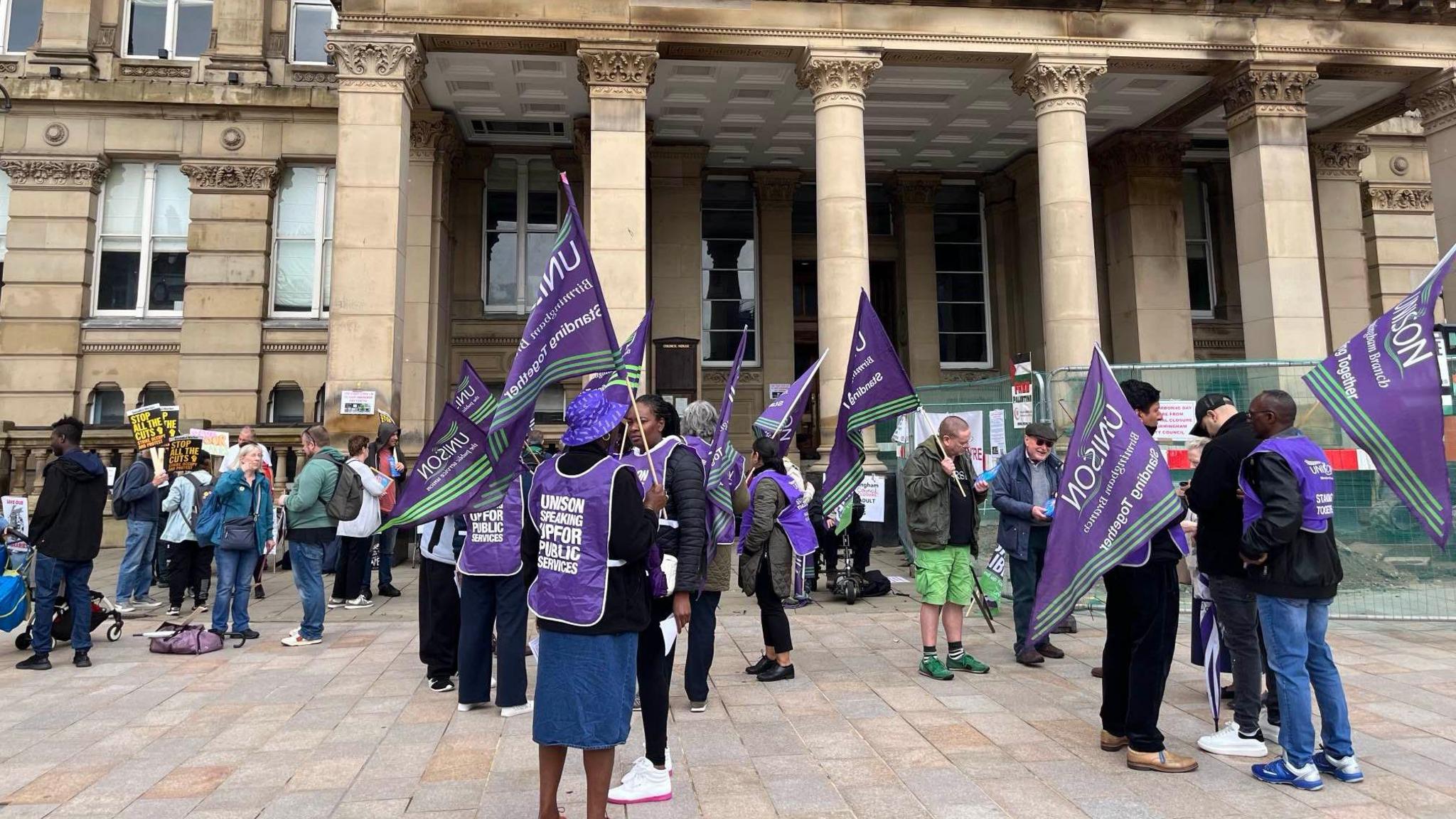 A protest against Birmingham City Council cuts