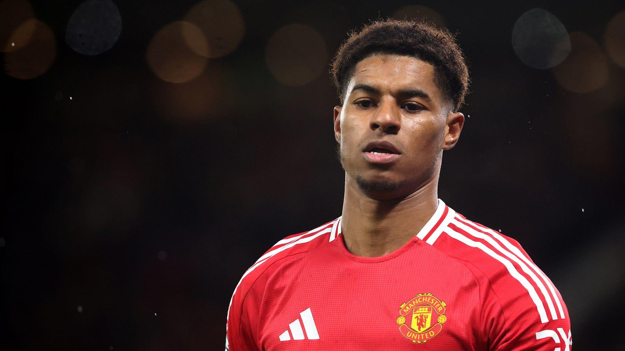 Marcus Rashford pictured in action for Manchester United during the 2024-25 season