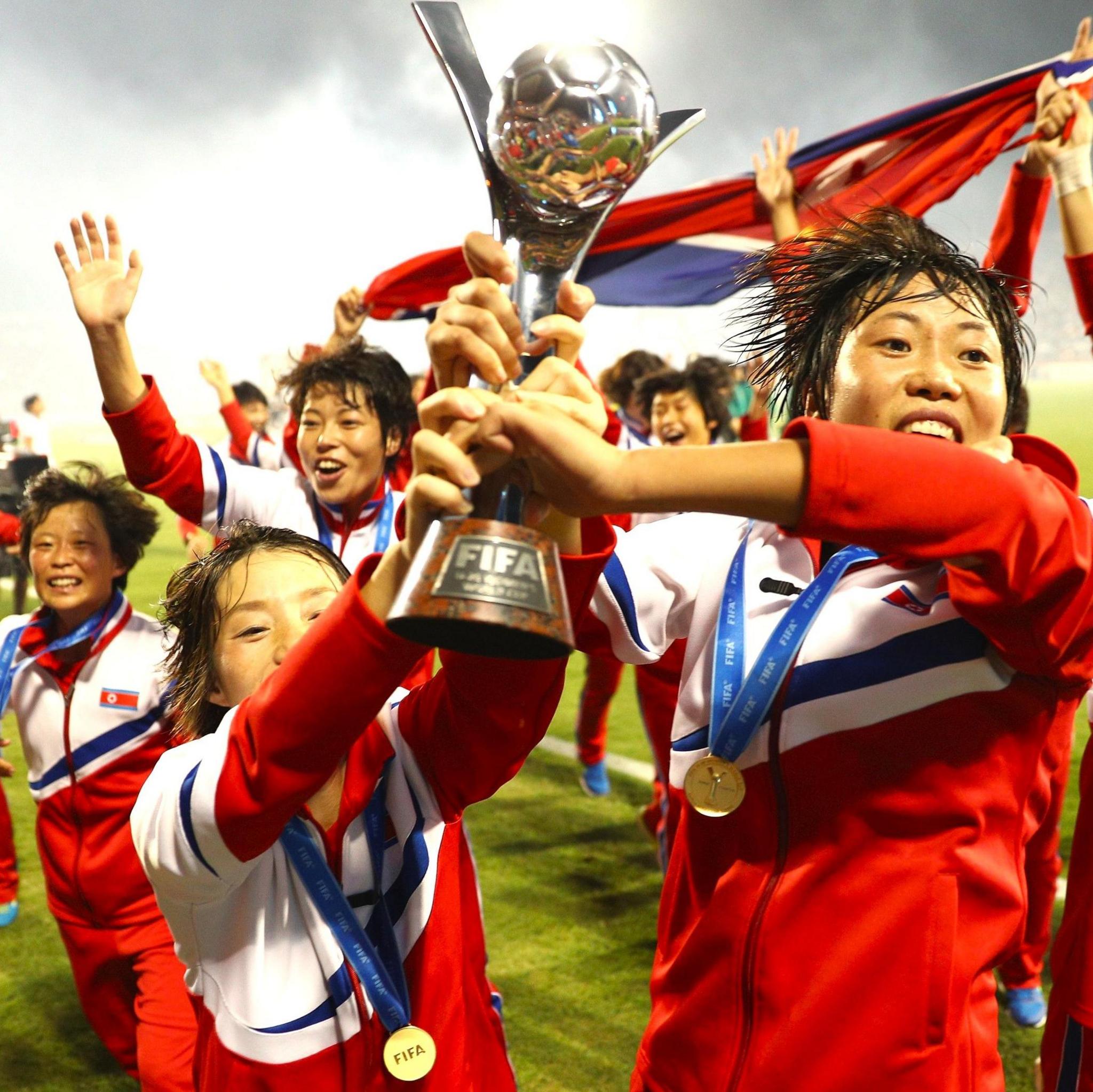 North Korea's players celebrate winning the under-20 Women's World Cup in 2016