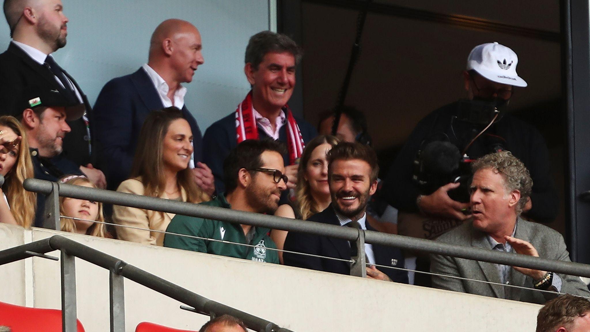 Ryan Reynolds, David Beckham and Will Ferrell in the crowd at the Stok Cae Ras