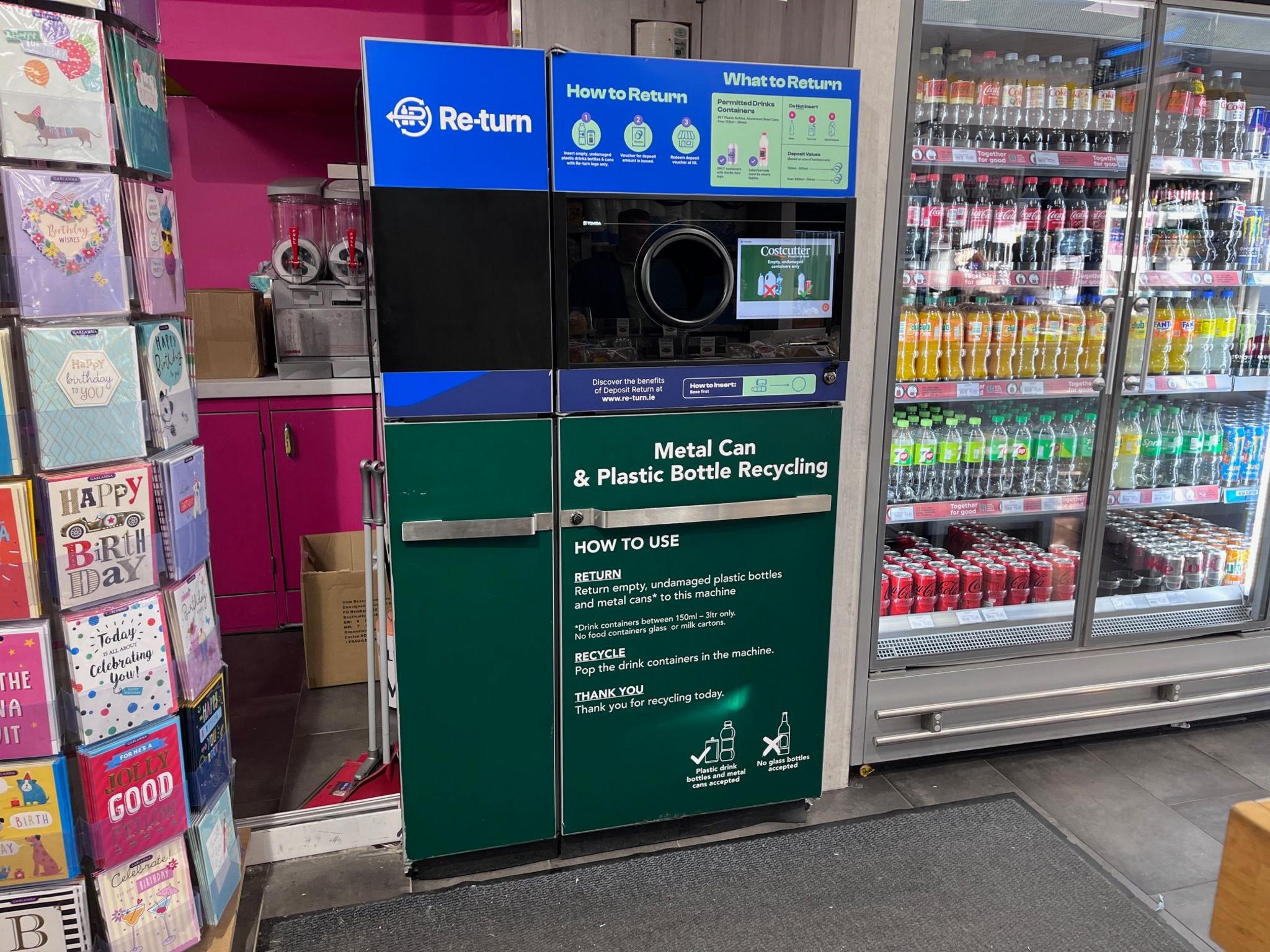 Photo of reverse vending machine in a shop in Dublin