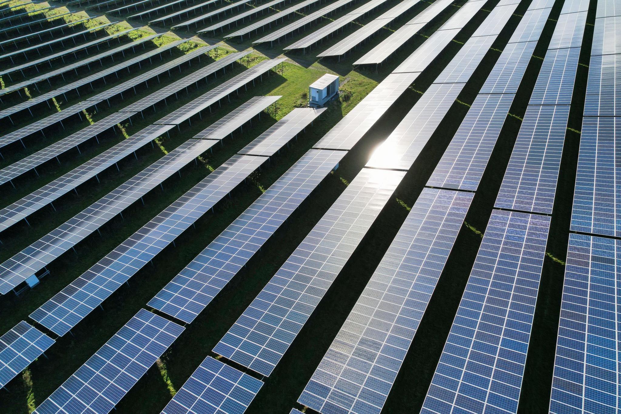 Rows of solar energy panels. 