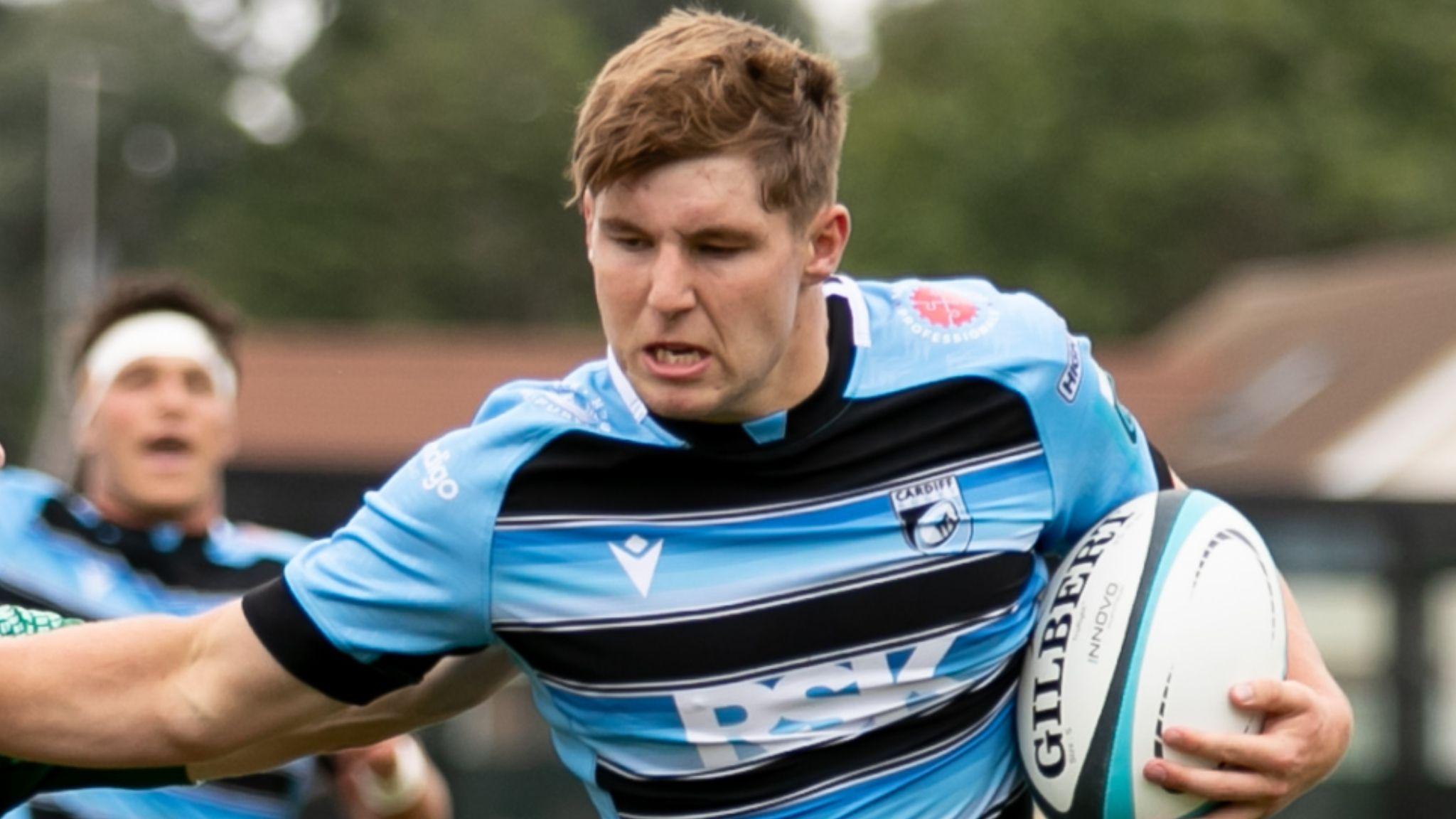 Cardiff Rugby's Steffan Emmanuel holds off a tackle