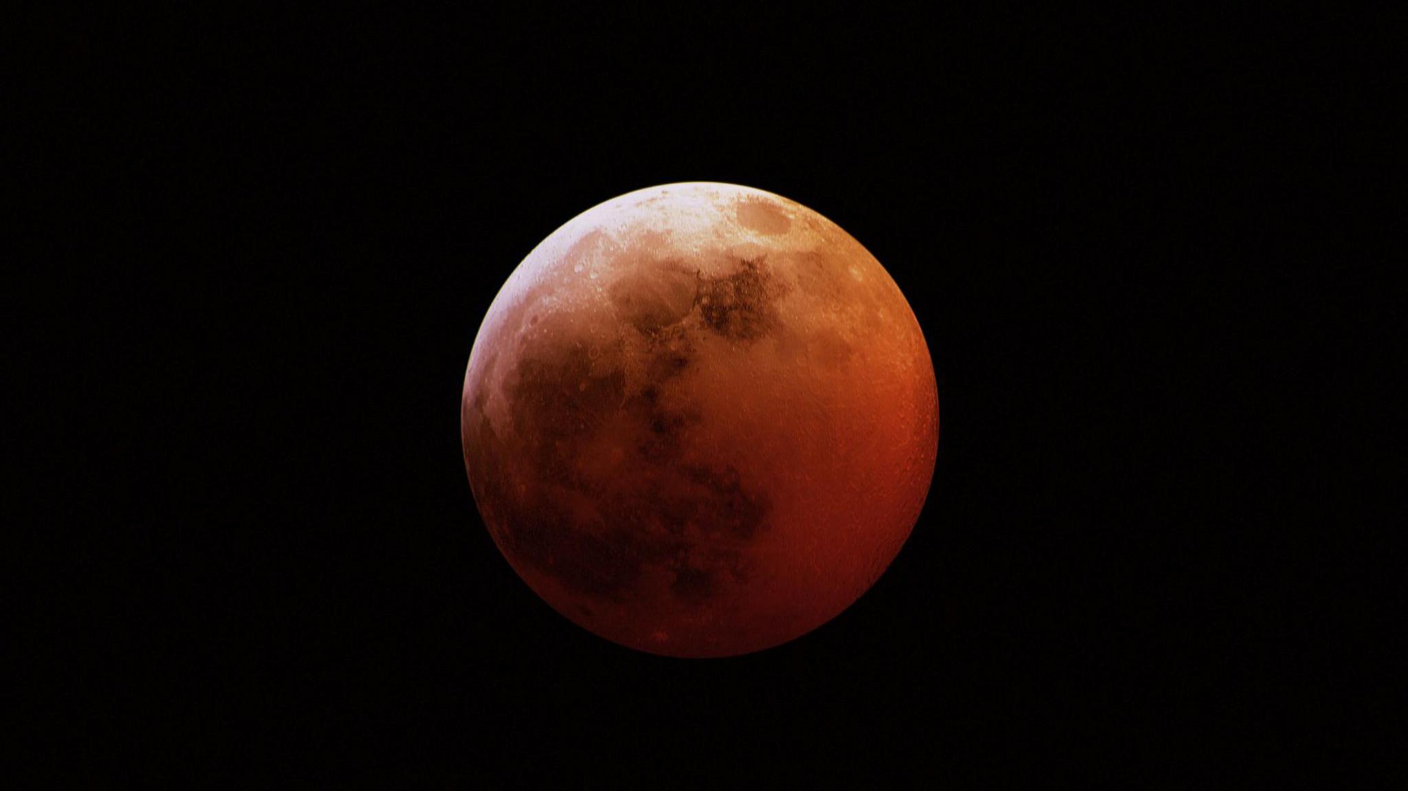 A lunar eclipse as seen from the northern hemisphere.