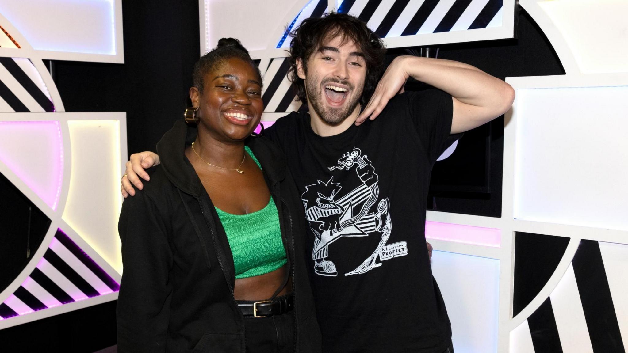 Clara Amfo and Alfie Templeman smiling together