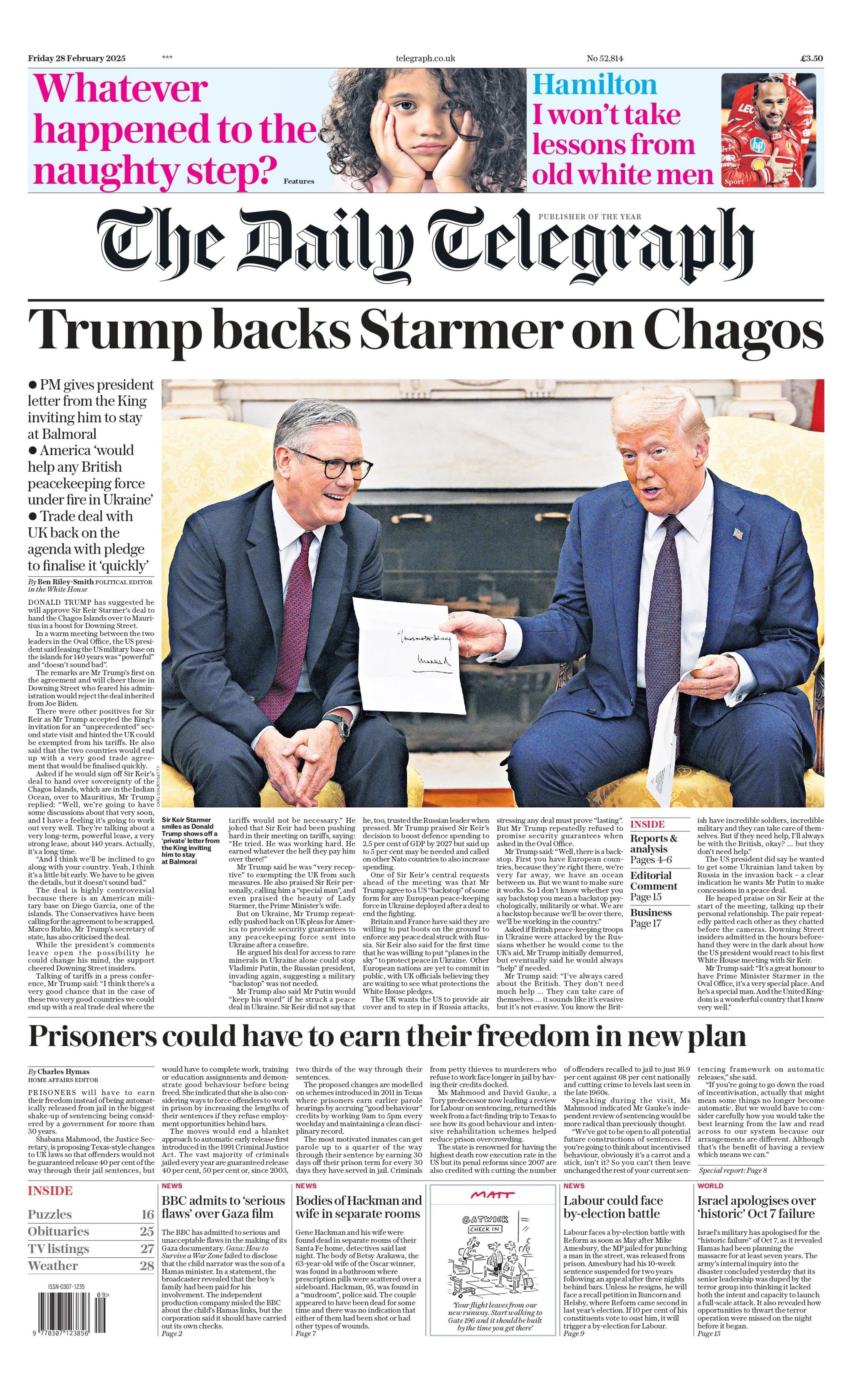 Telegraph front page