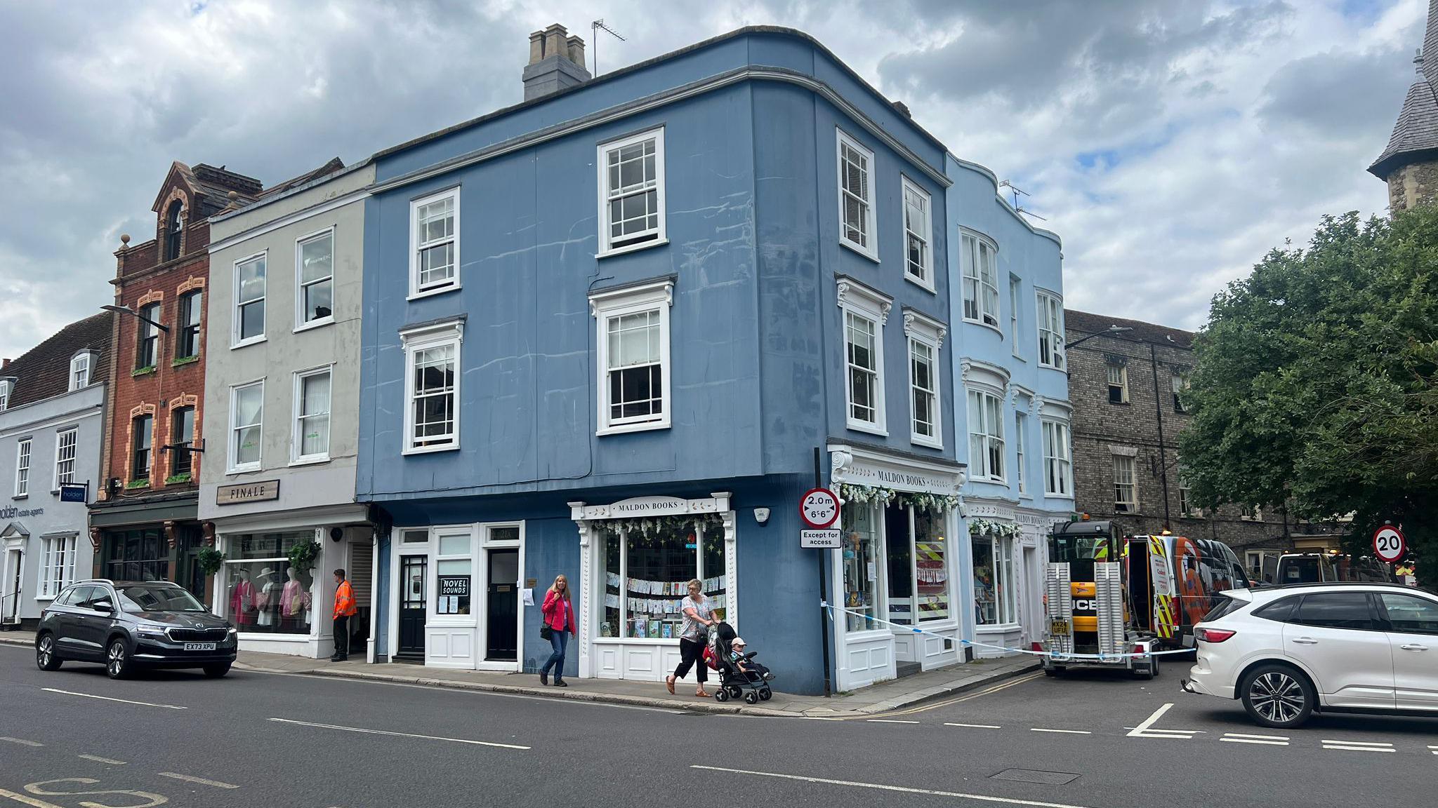 A cordoned off Silver Street, seen from High Street