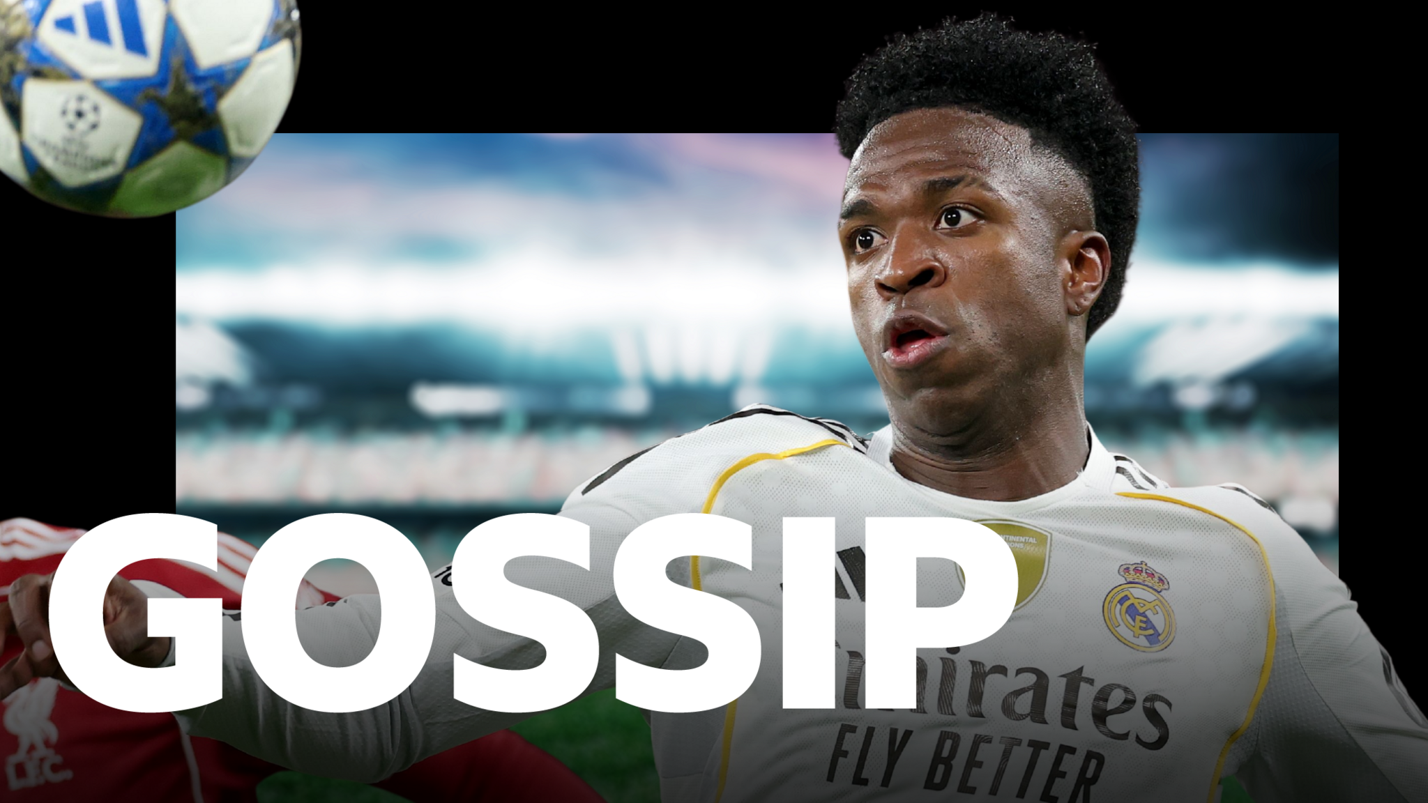 BBC Gossip graphic featuring Real Madrid's Vinicius Jr