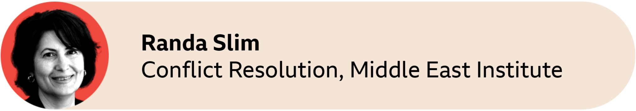 A red circle with a picture of Randa Slim, Conflict Resolution, Middle East Institute