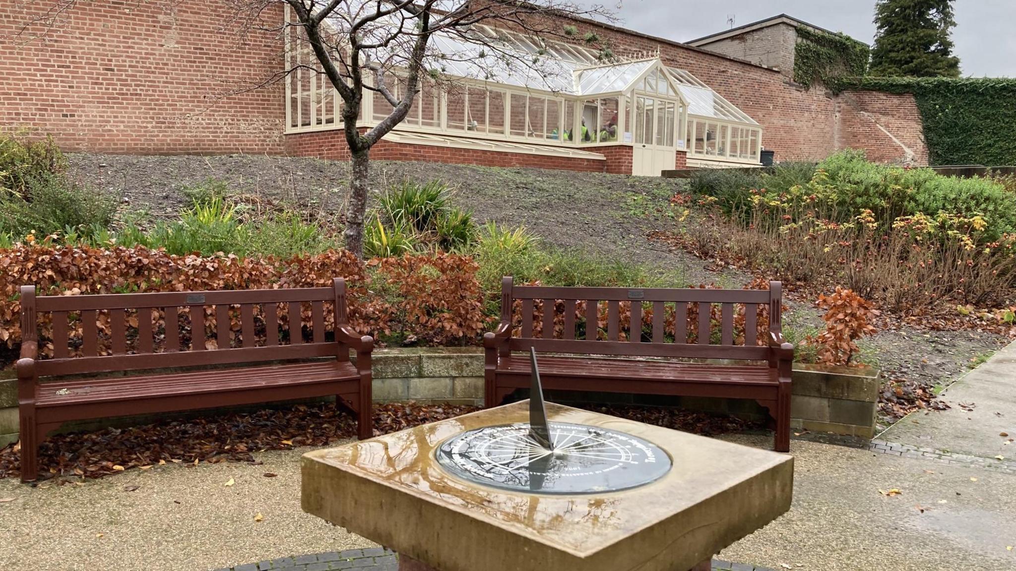 sun dial in garden