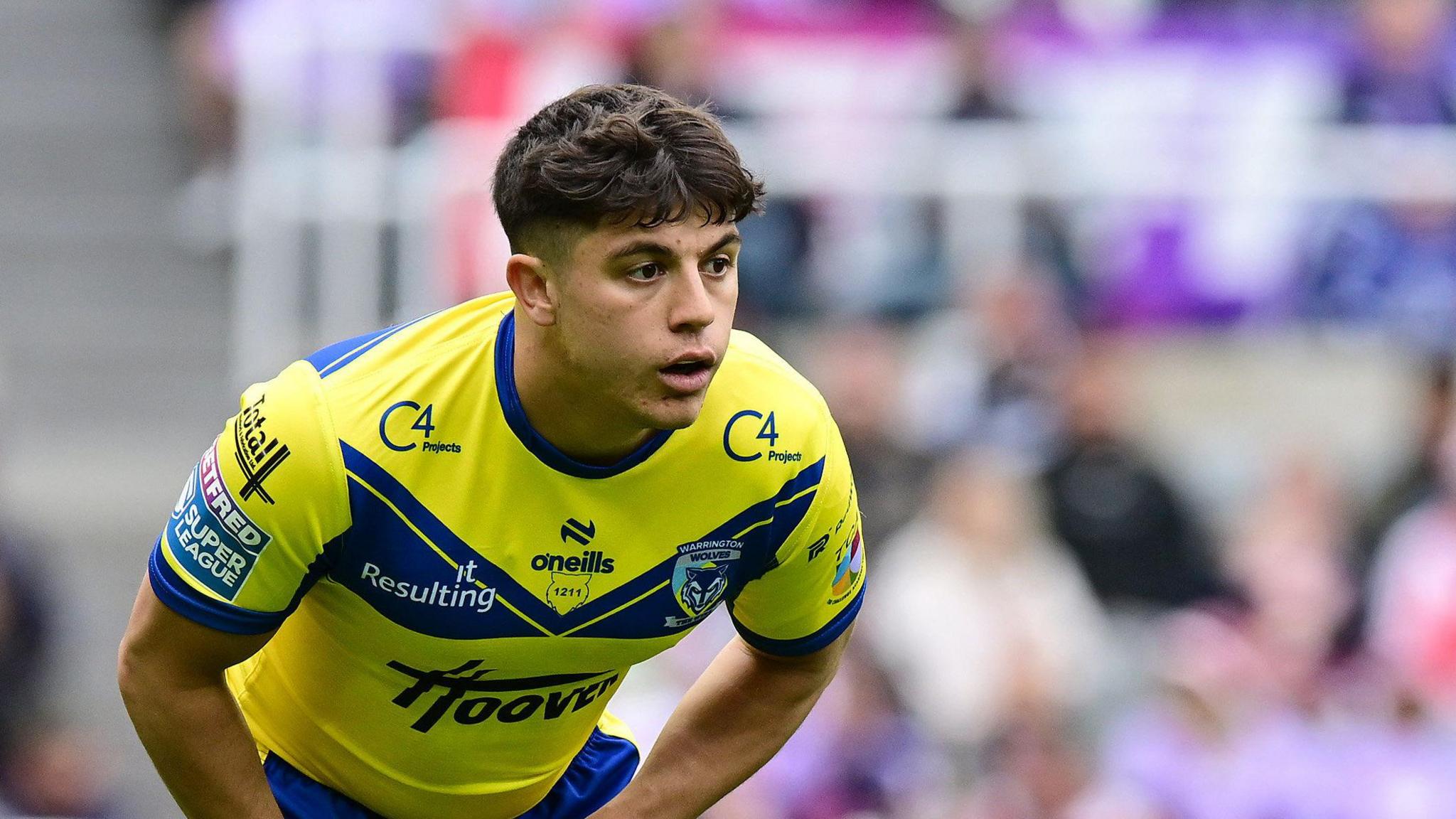 Oli Leyland in action for Warrington Wolves at the Magic Weekend