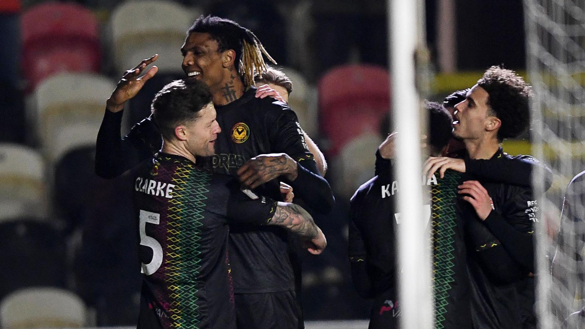 Newport celebrate their winning goal