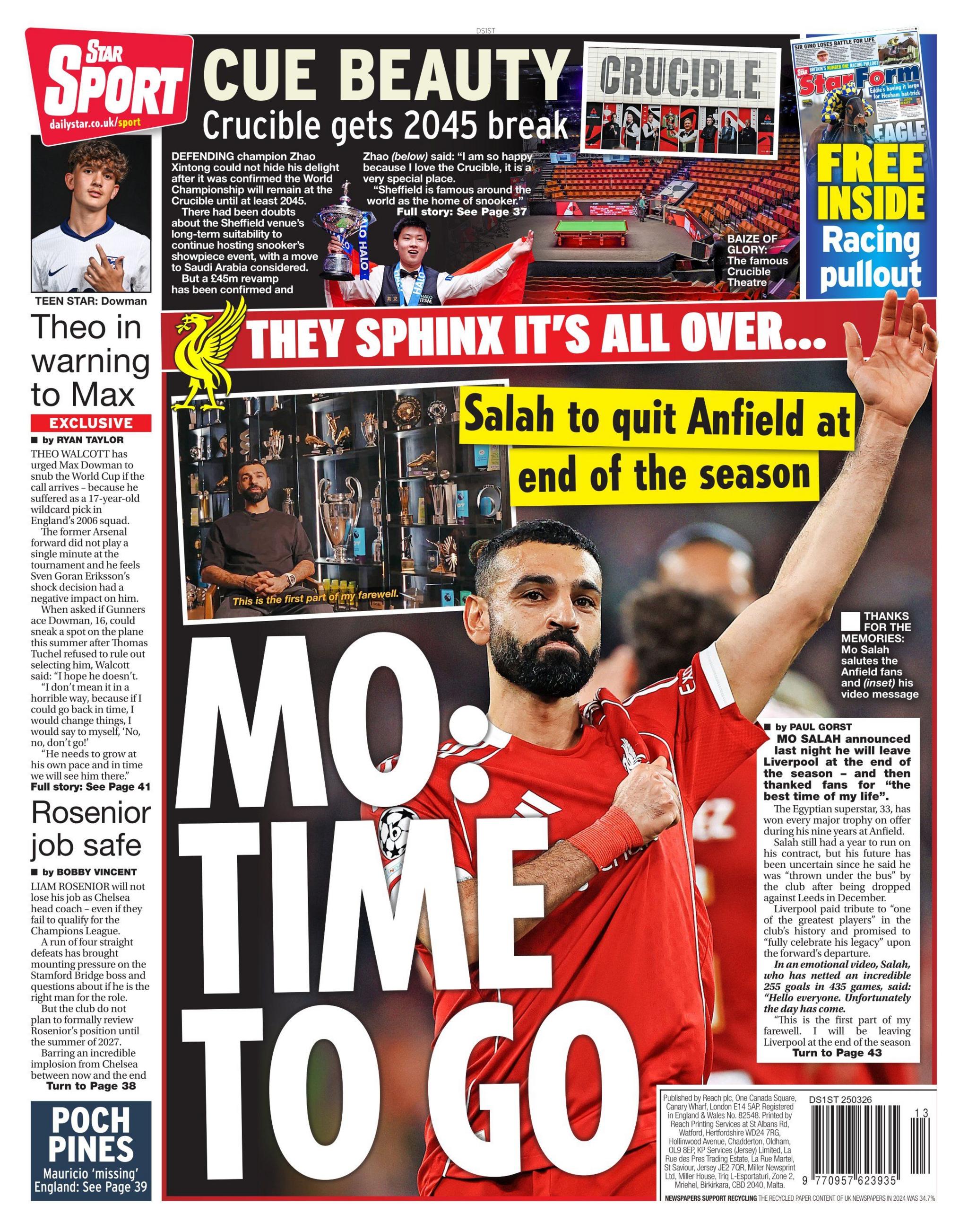 The Star back page