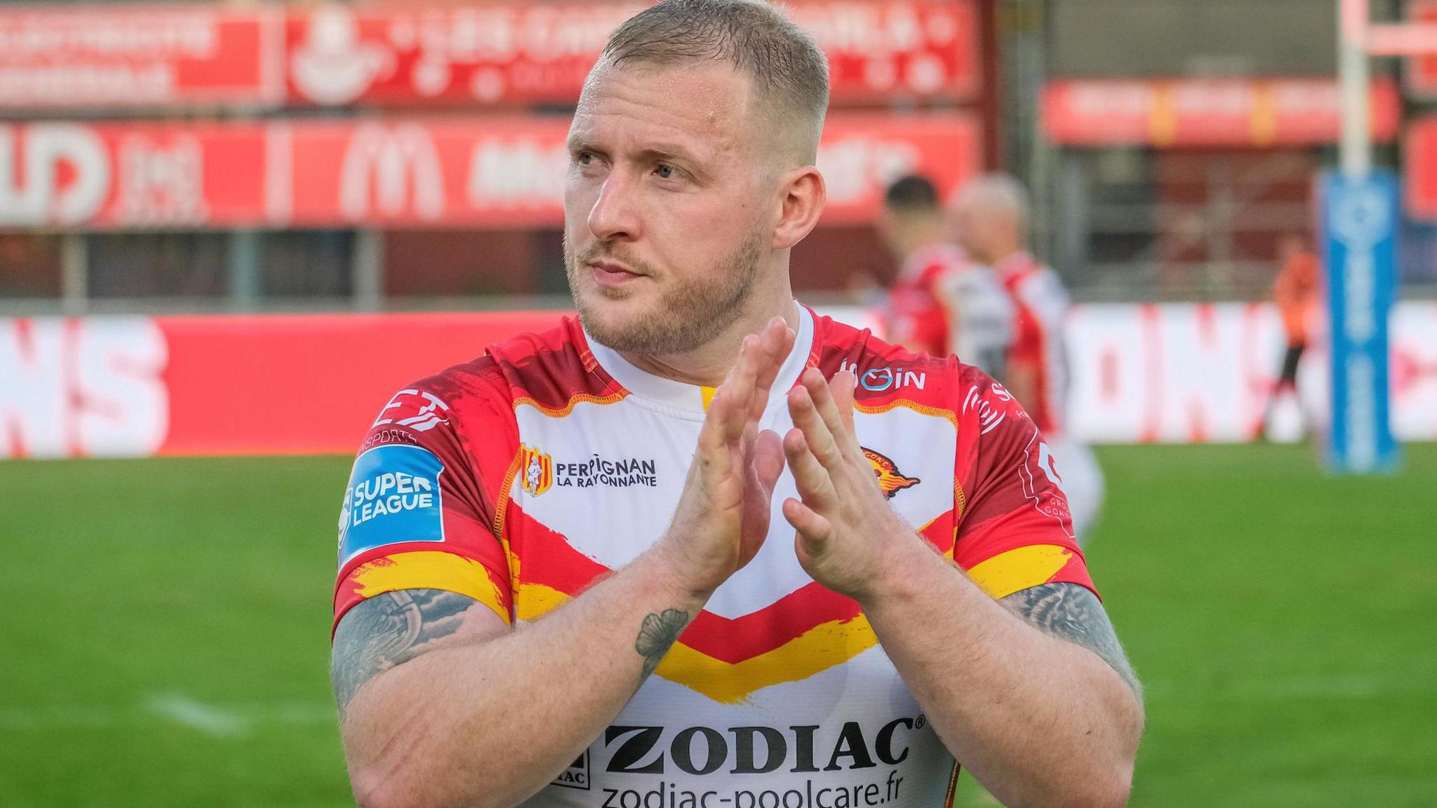 Jordan Abdull in action for Catalans Dragons in 2024