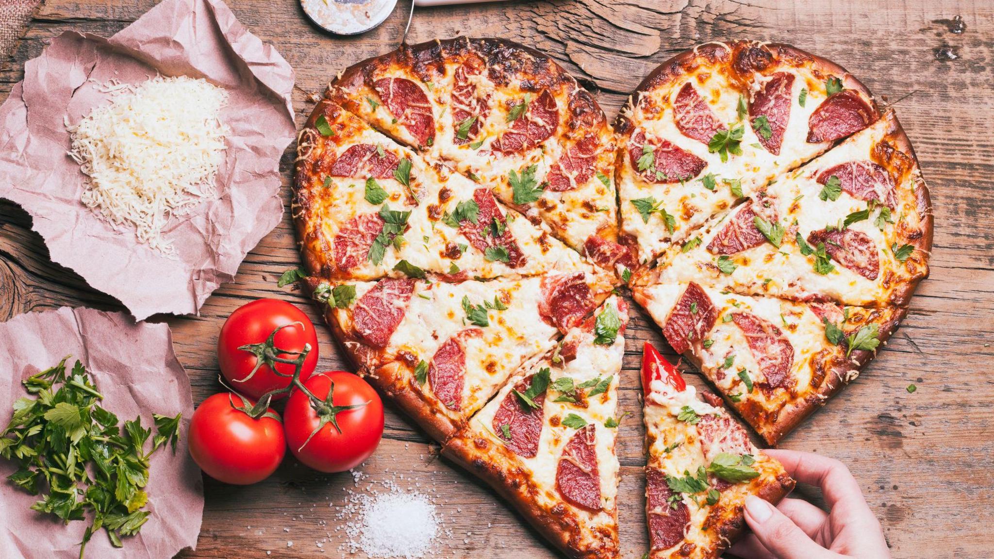 Heart shaped pizza.