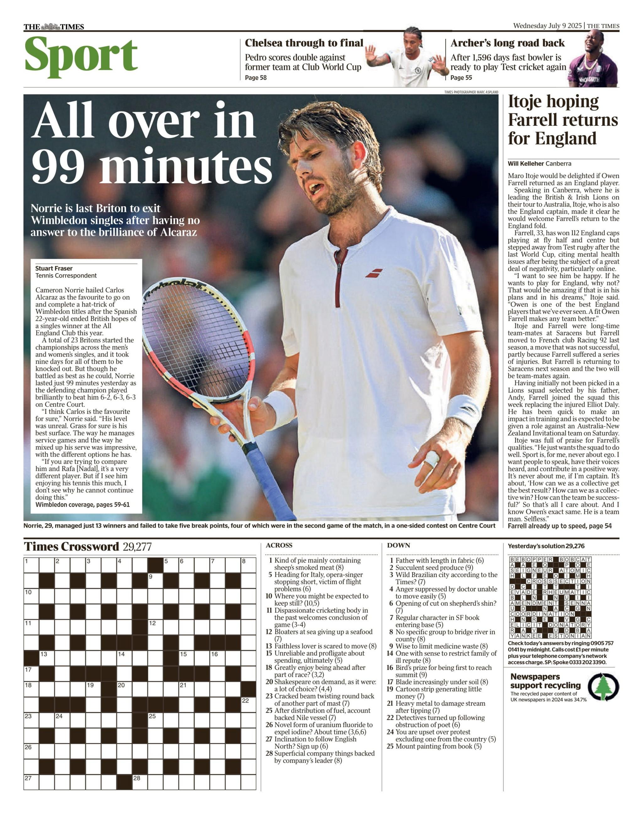 The Times back page