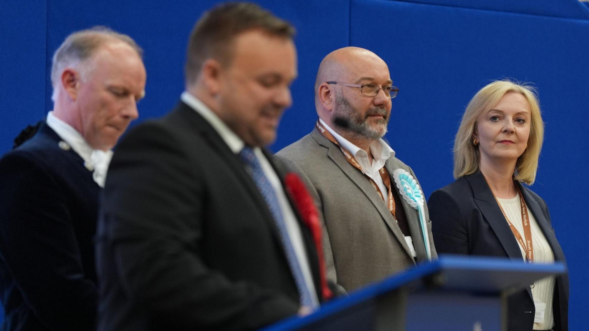 Former prime minister Liz Truss has lost her Norfolk South West seat to Labour at Alive Lynnsport in King's Lynn, Norfolk, during the count in the 2024 General Election