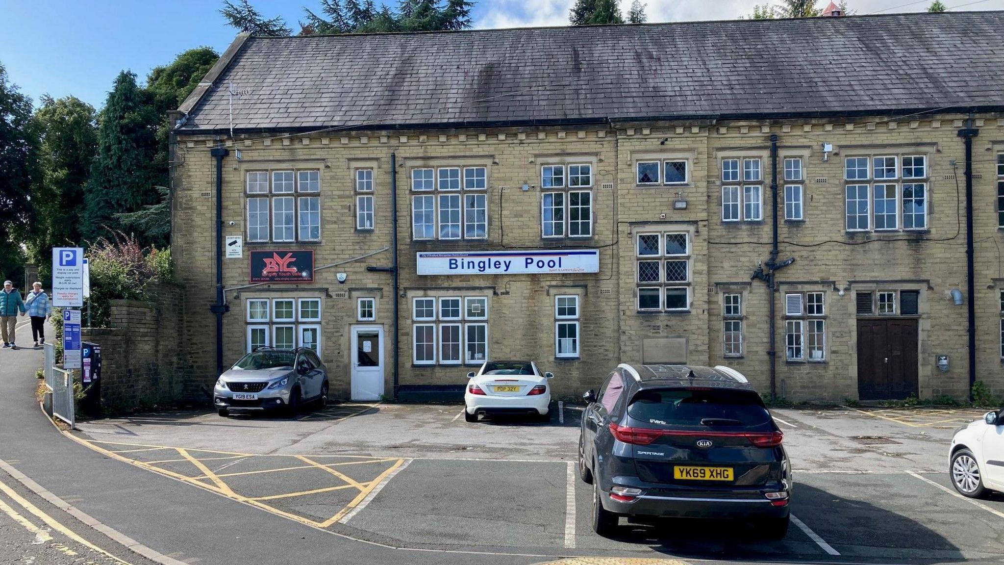 A view of Bingley Pool building looking from the town centre