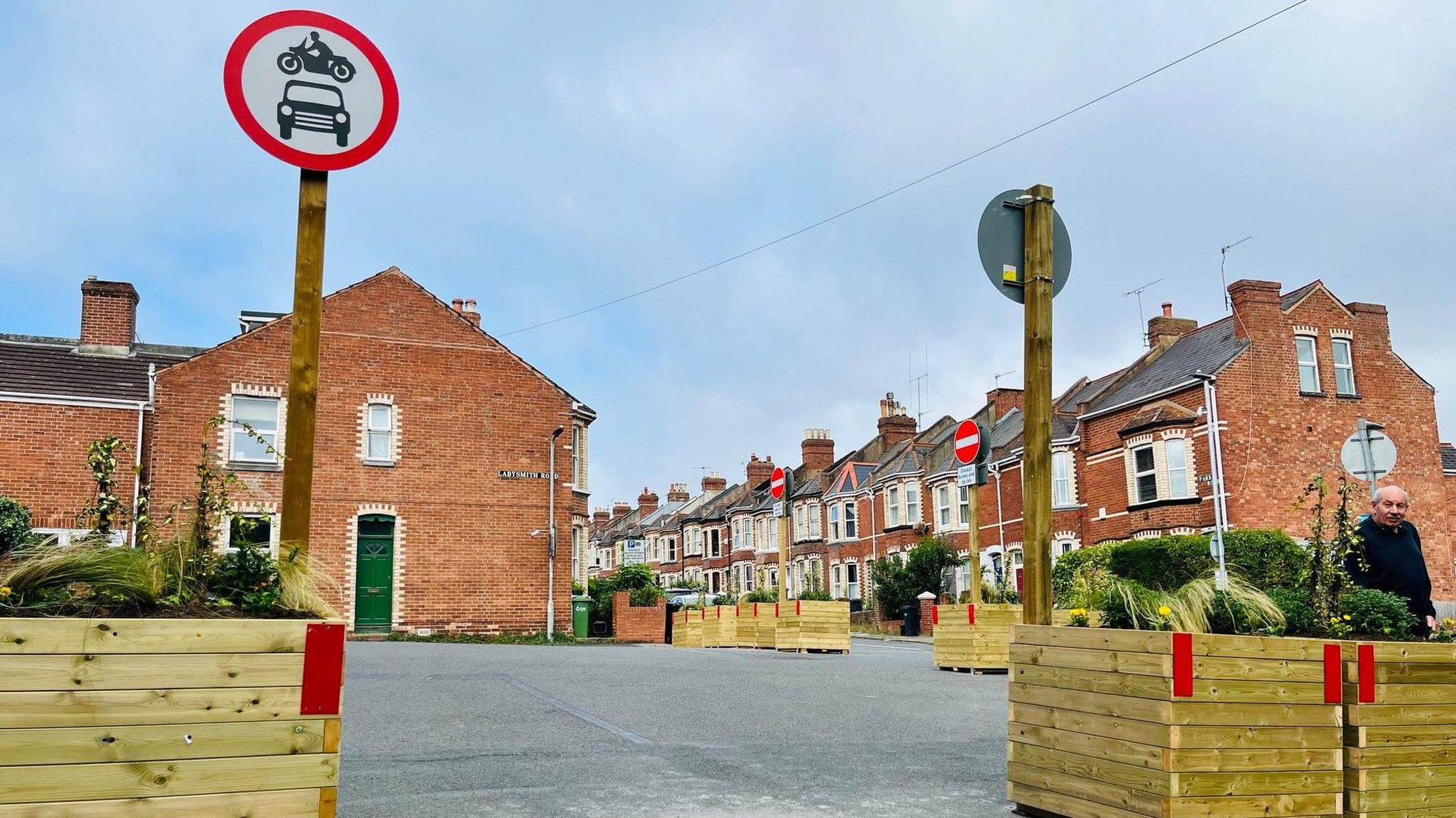 Planters in place to control access in Exeter