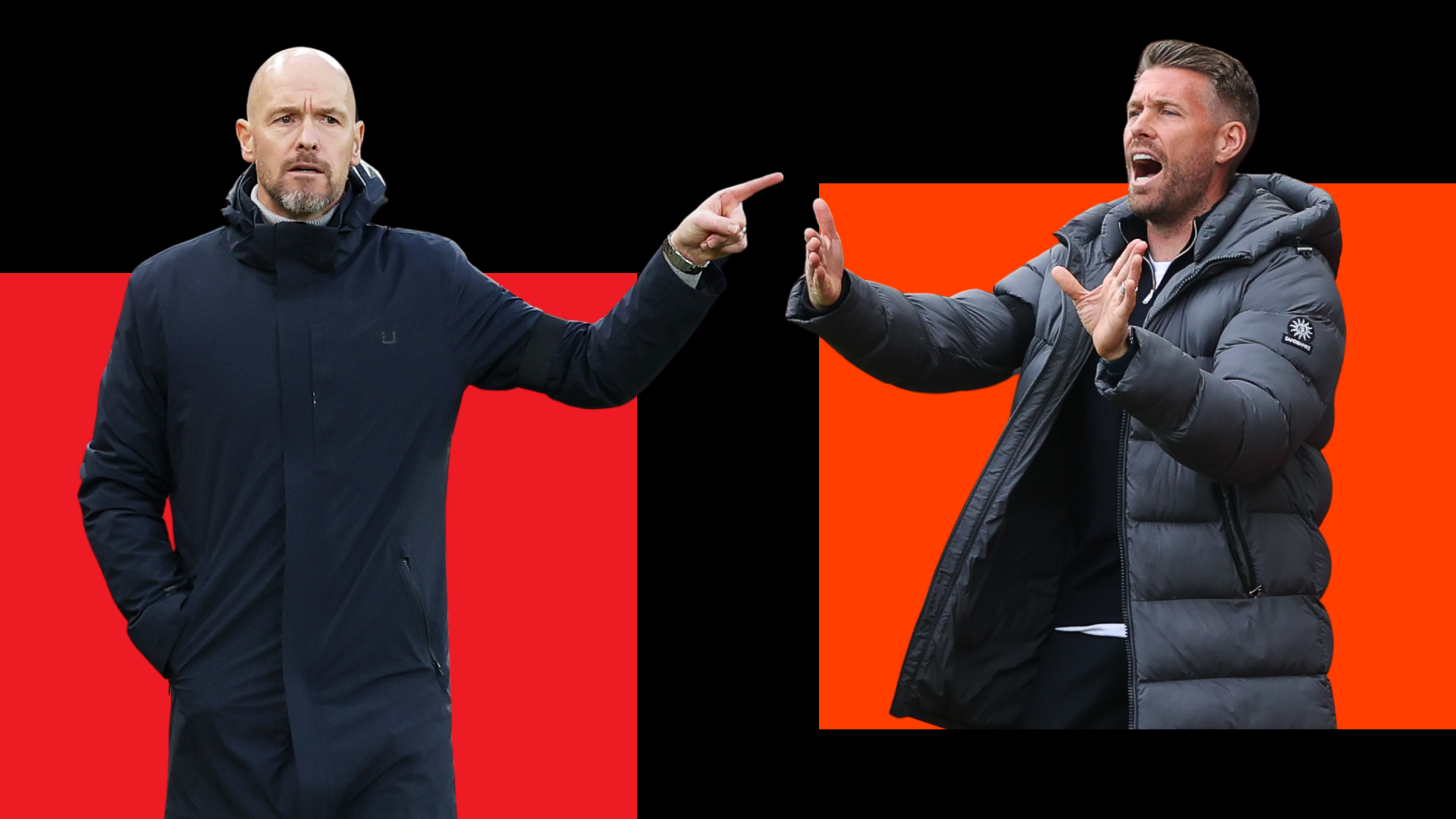 Erik ten Hag and Rob Edwards