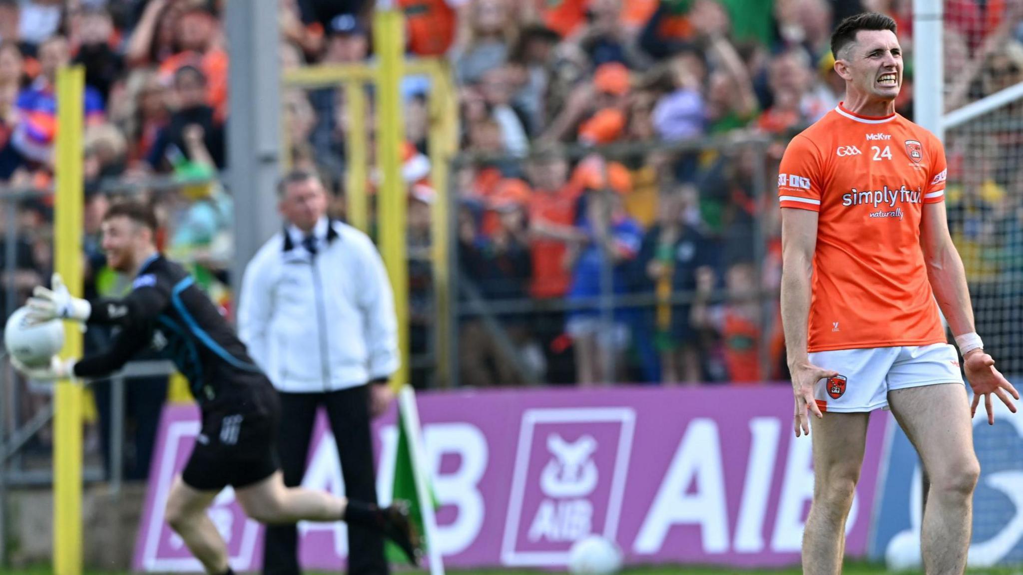 Shane McPartlan winces after Shaun Patton saved his penalty to secure Donegal's triumph in last year's Ulster Football Final