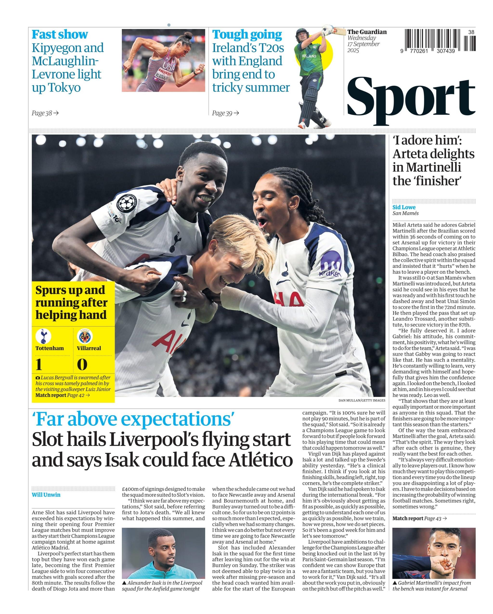 Guardian sports section