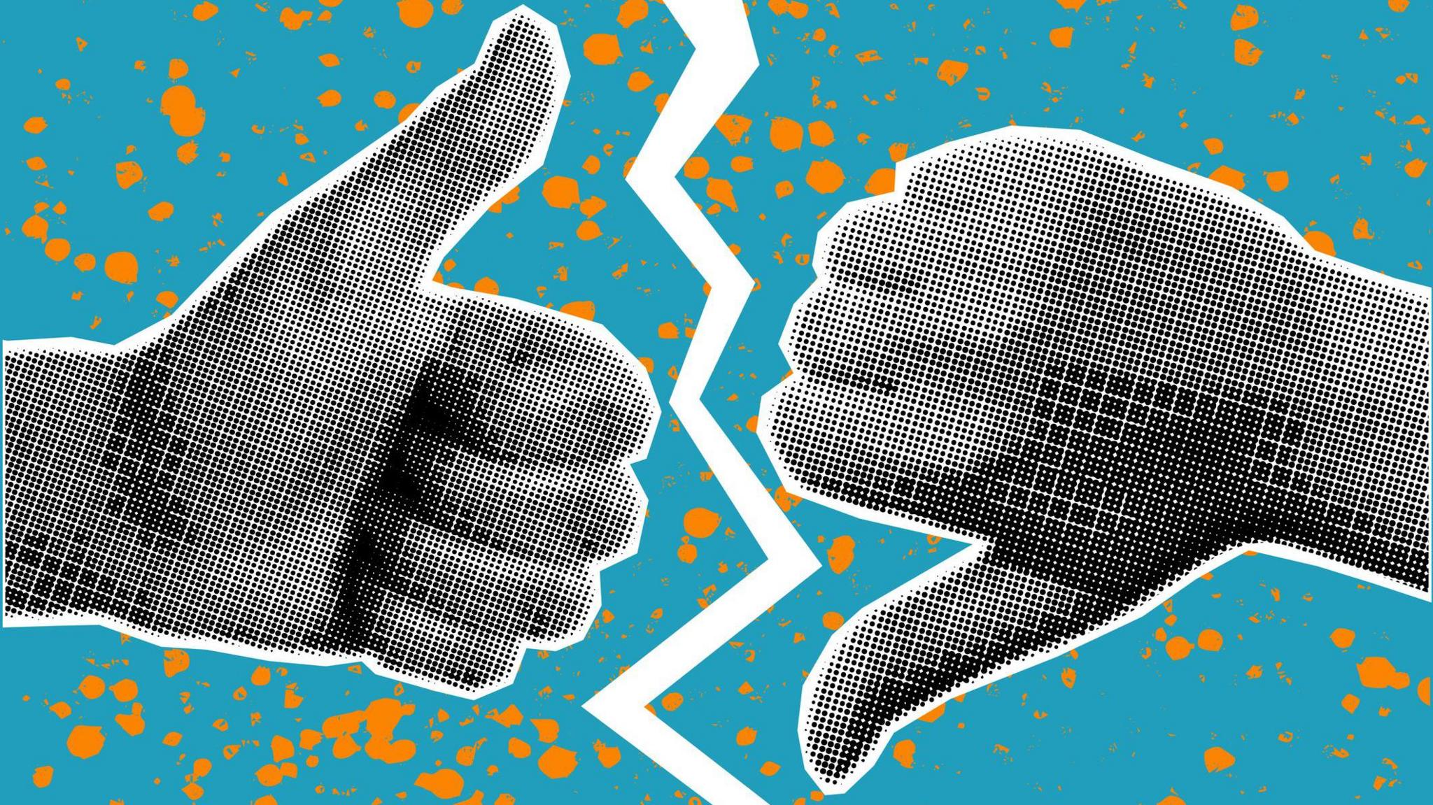 Thumbs up and thumbs down graphics.