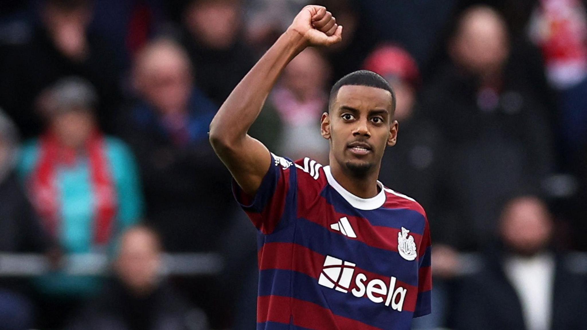 Alexander Isak celebrates scoring for Newcastle