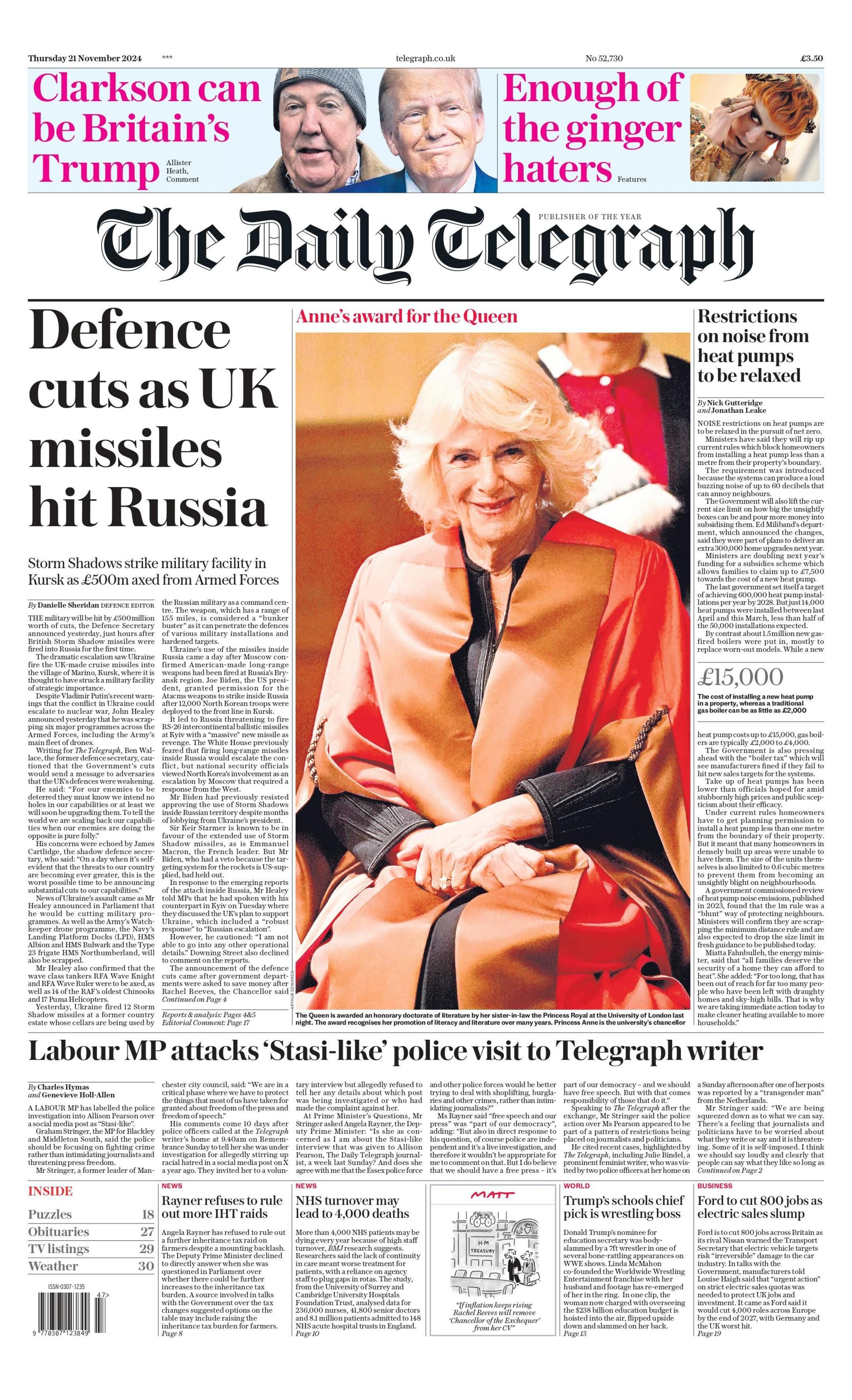 Telegraph front page