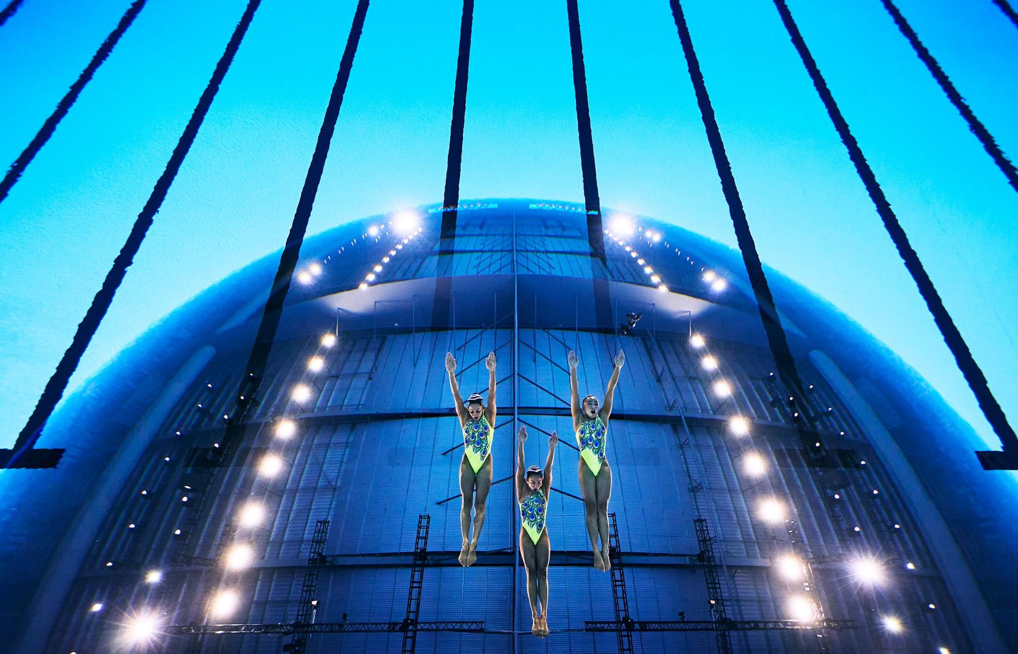 United States compete in the Team Technical Final at the Singapore 2025 World Aquatics Championships in Singapore. Photo by Adam Pretty