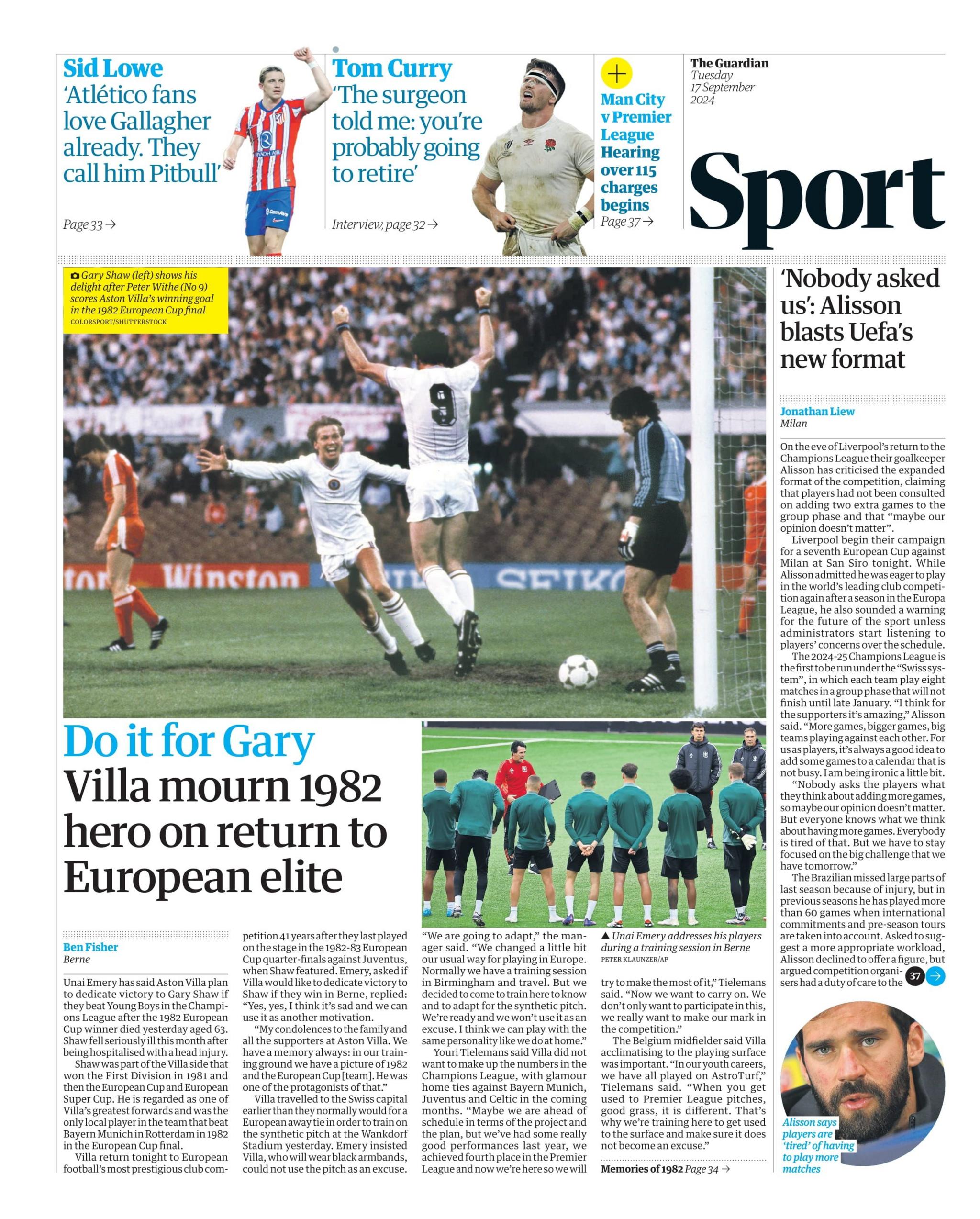 The Guardian back page 17/09/24