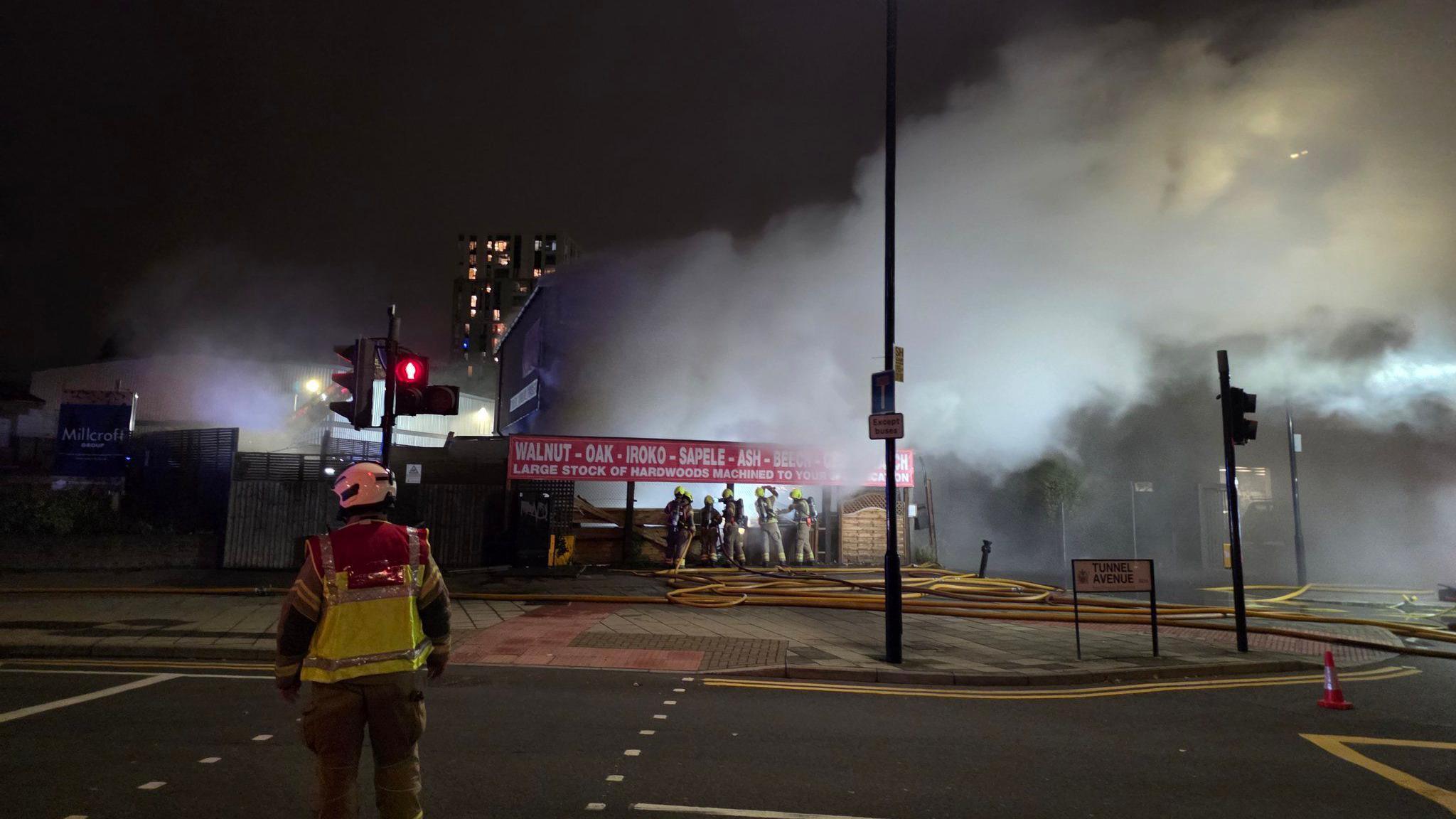 Smoke billowing from a building in in Greenwich 