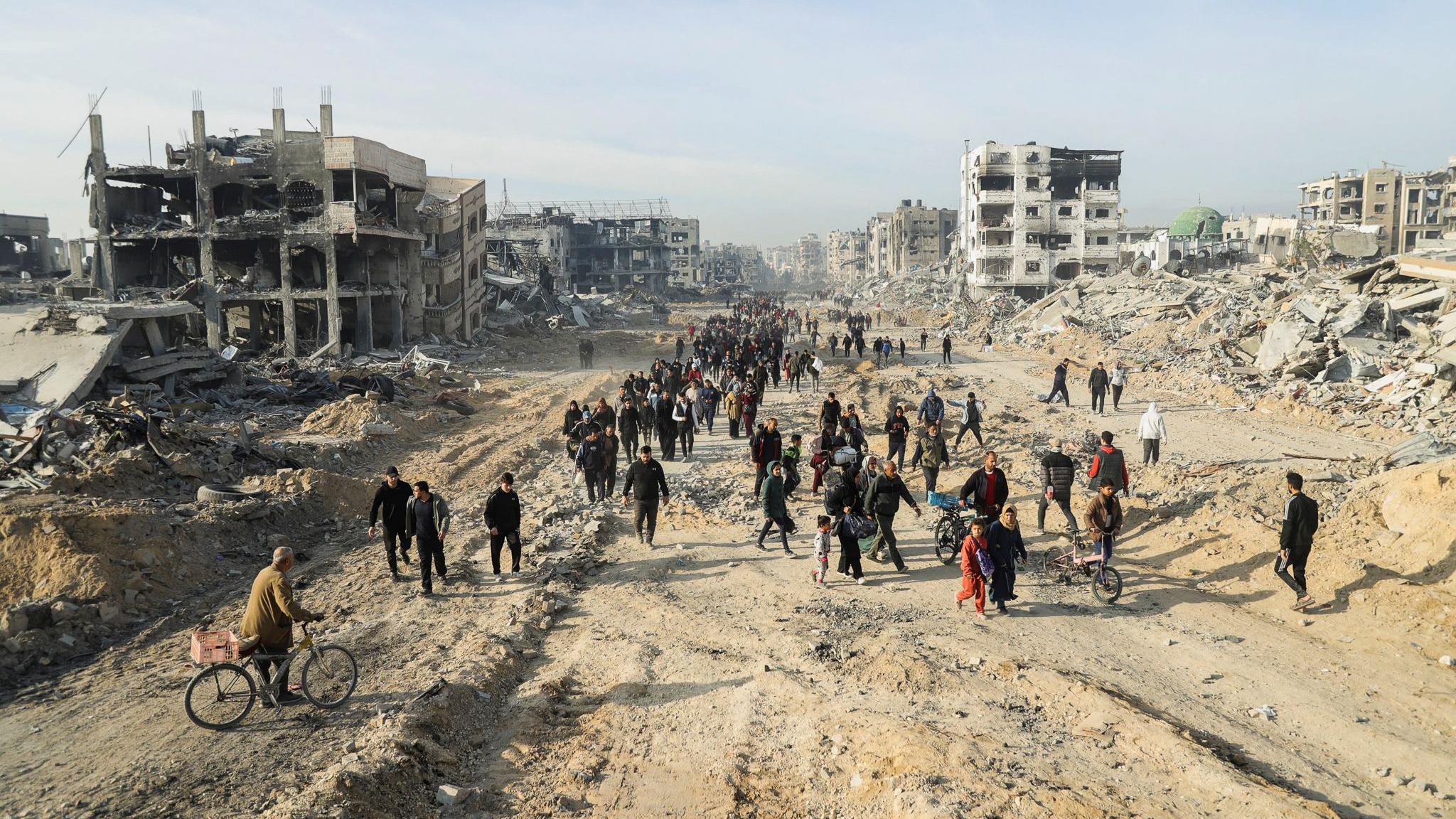 Palestinians in the northern Gaza Strip on Sunday