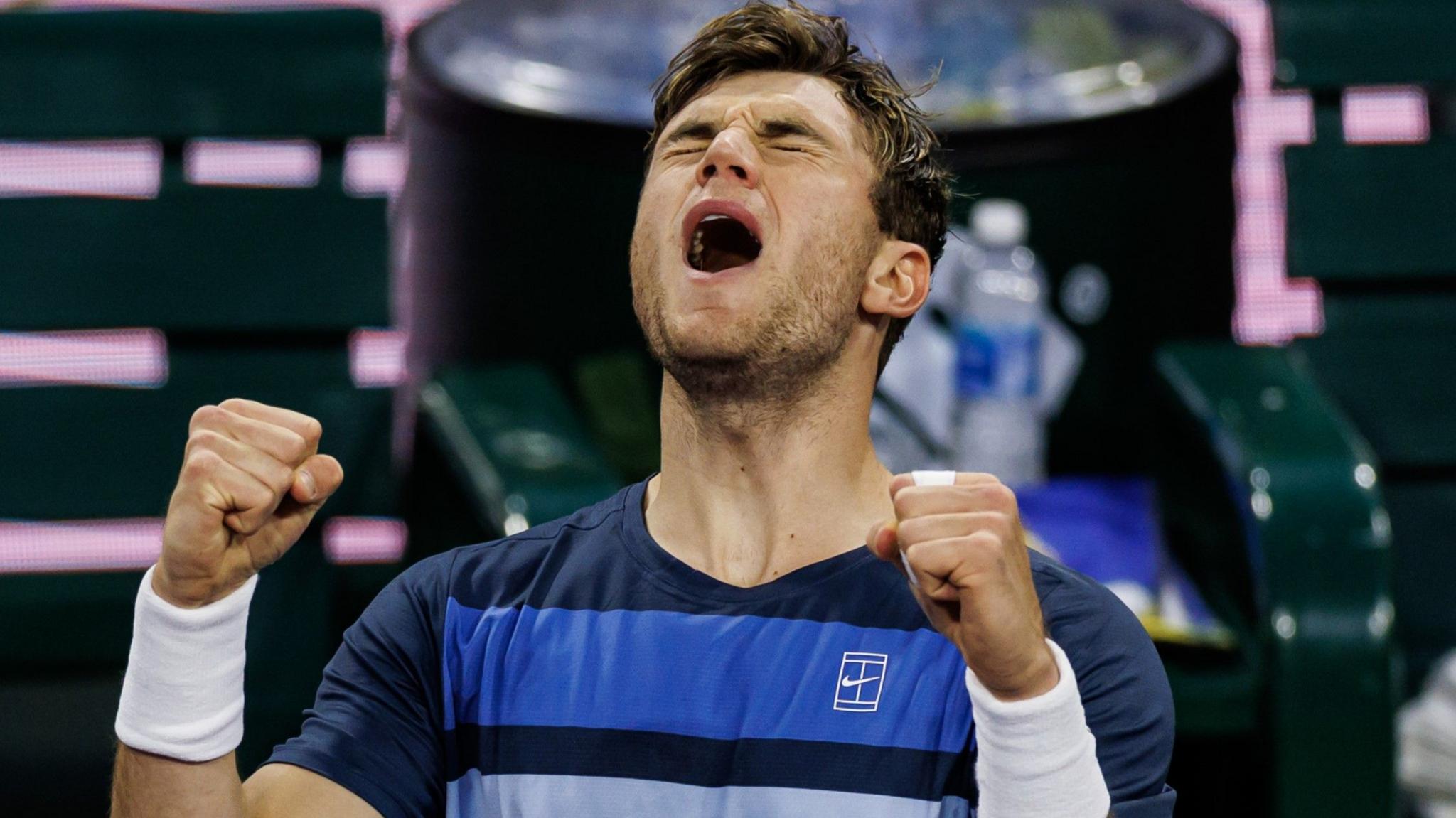 Jack Draper celebrates his victory over Ben Shelton in the Indian Wells quarter-finals