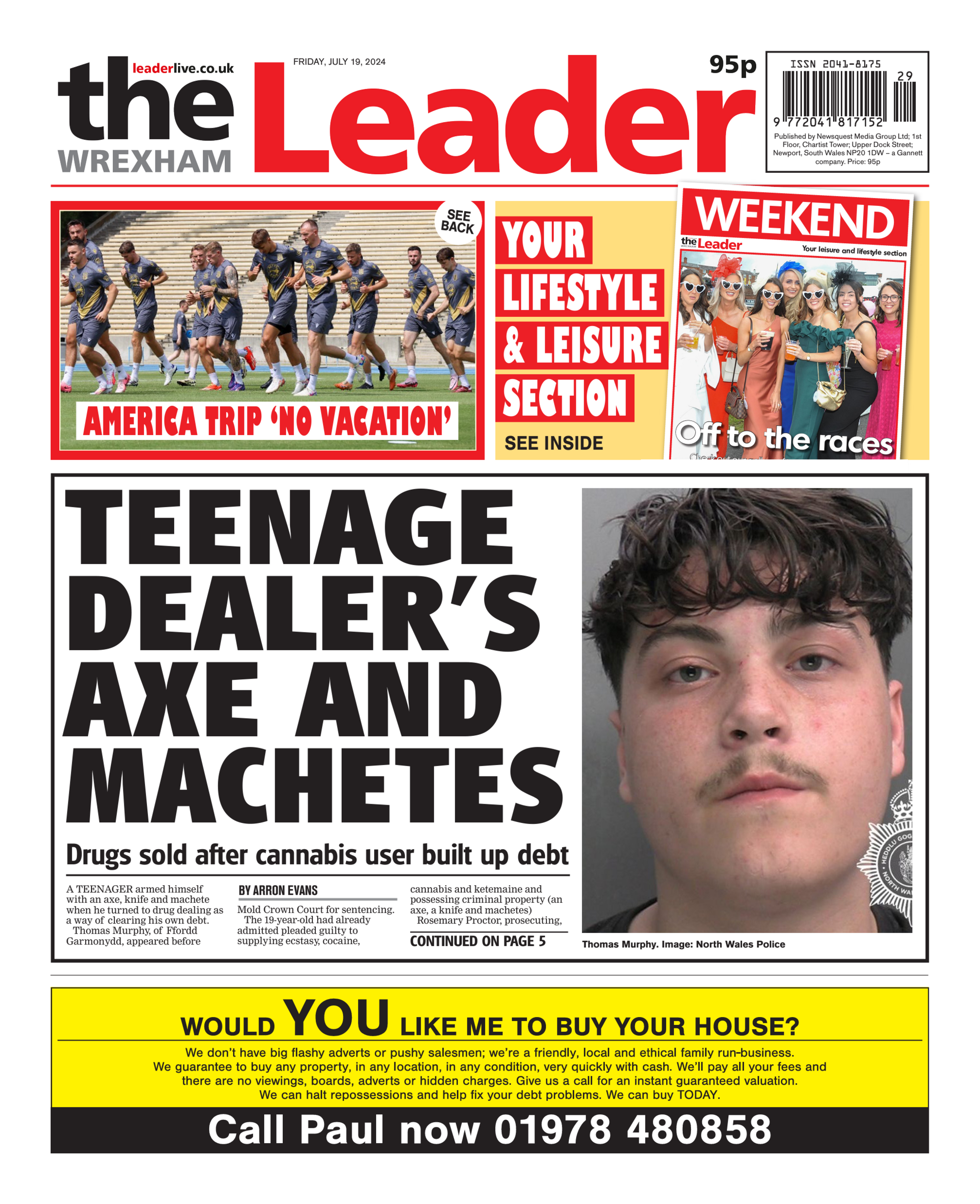 Front page of the Wrexham Leader 