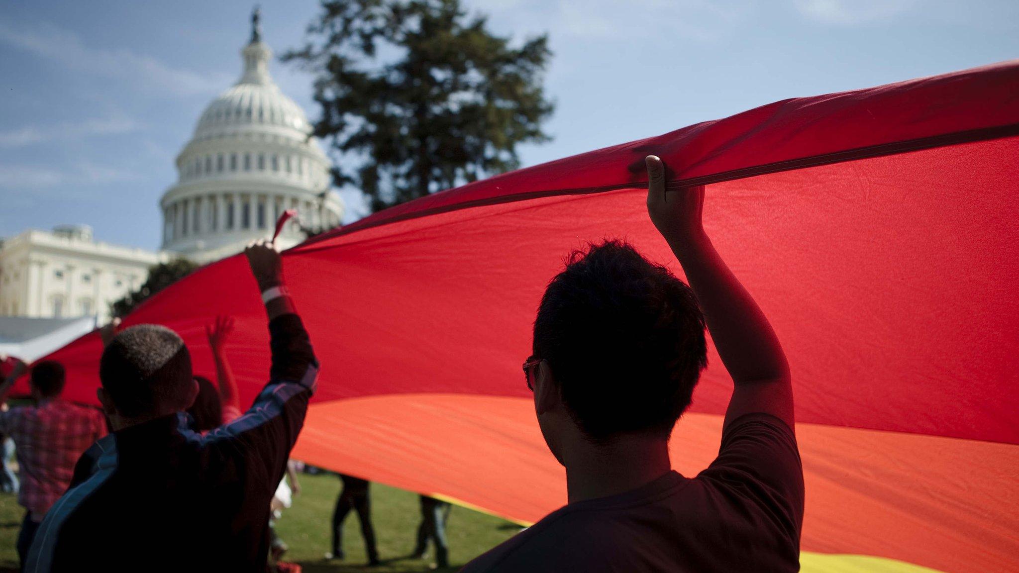 File photo of gay rights campaigners at US Capitol