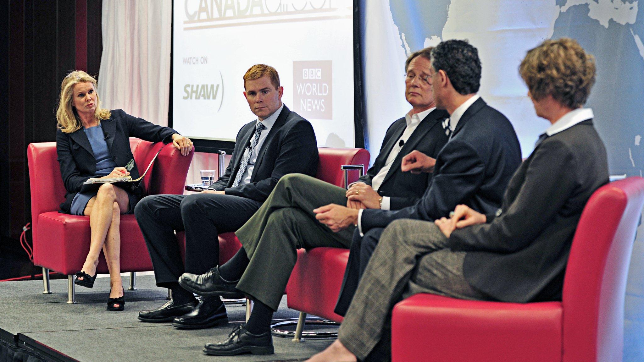 Katty Kay speaks to a panel in Canada