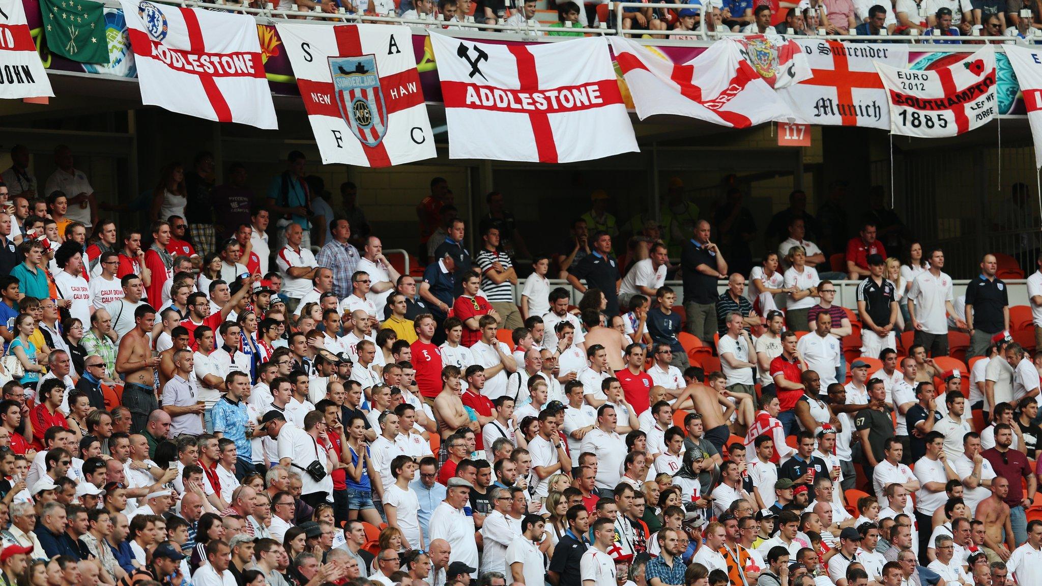 England fans at the game on Monday