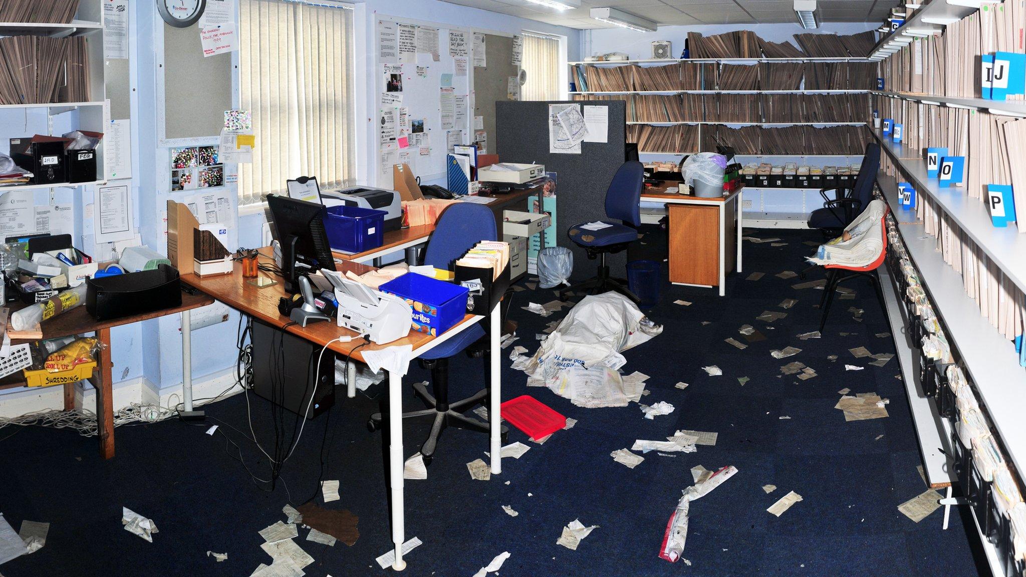 Flood damage at Ystwyth Medical Group GP practice, Parc Y Llyn, Aberystwyth