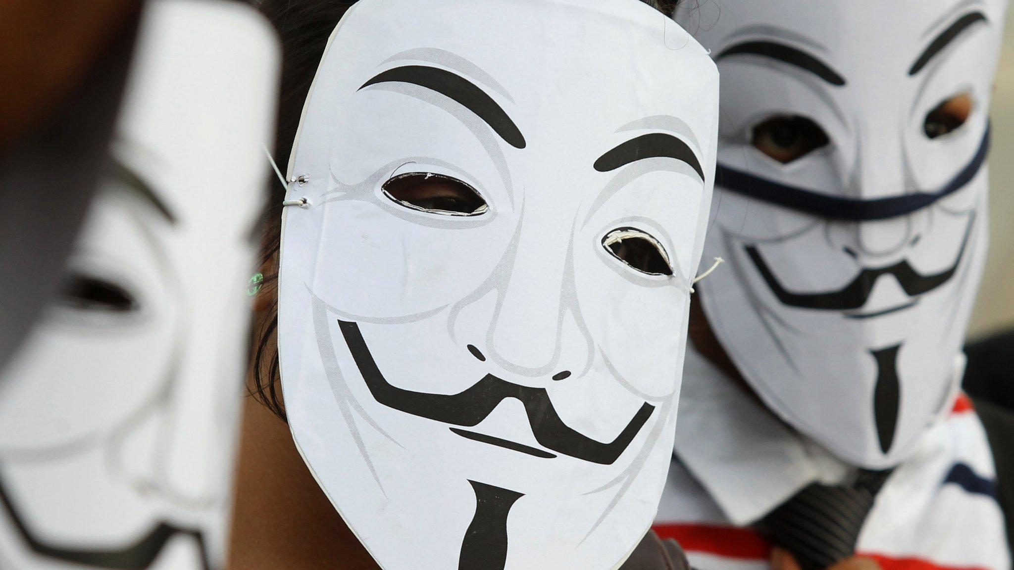 Anonymous supporters at a protest in India