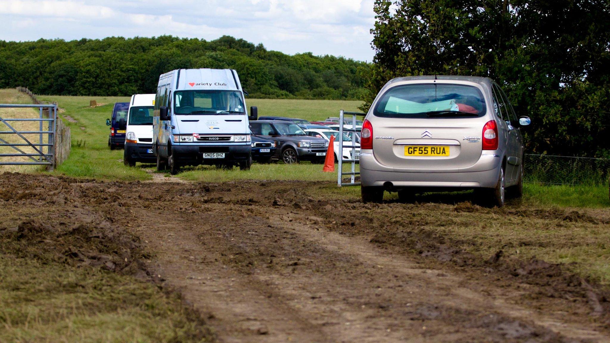 Muddy car parks at the Kent County Show