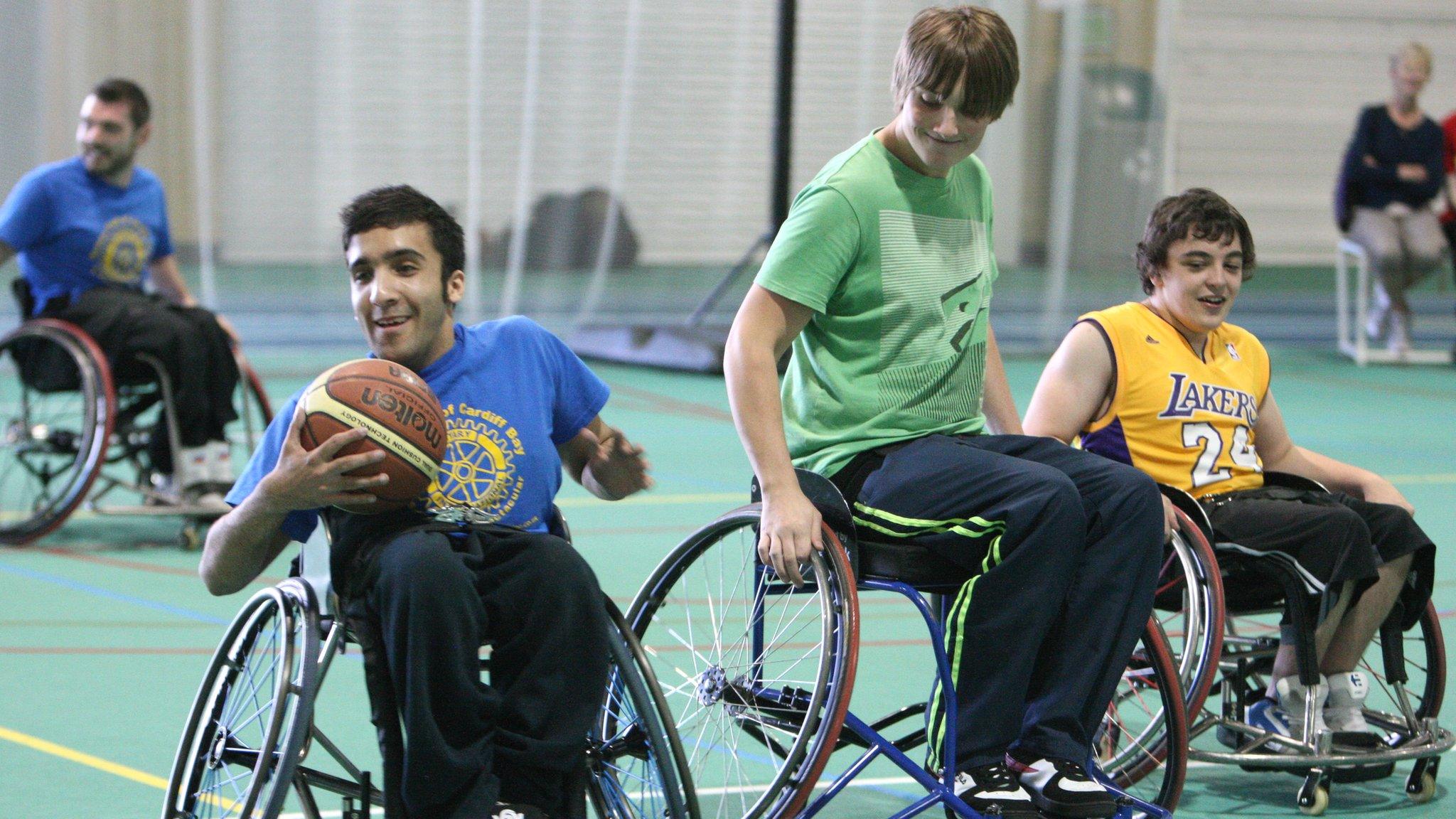 Young people take part in wheelchair basketball