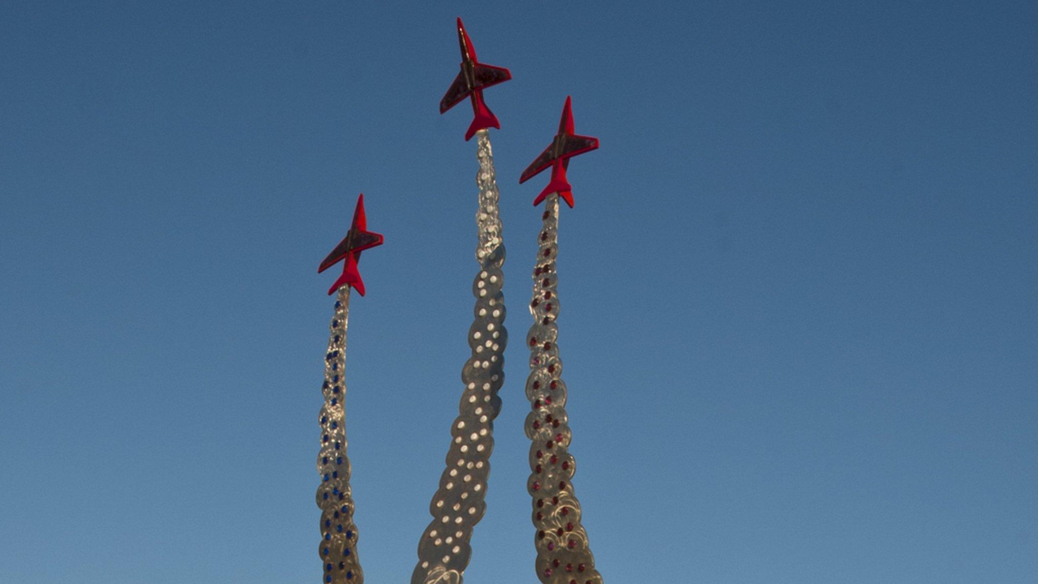 Red Arrows memorial sculpture in Bournemouth