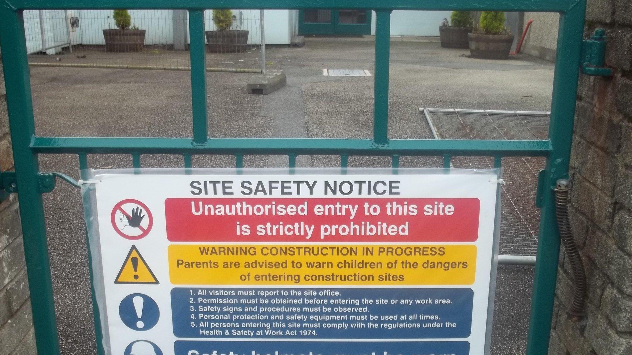 Safety notice on school gate