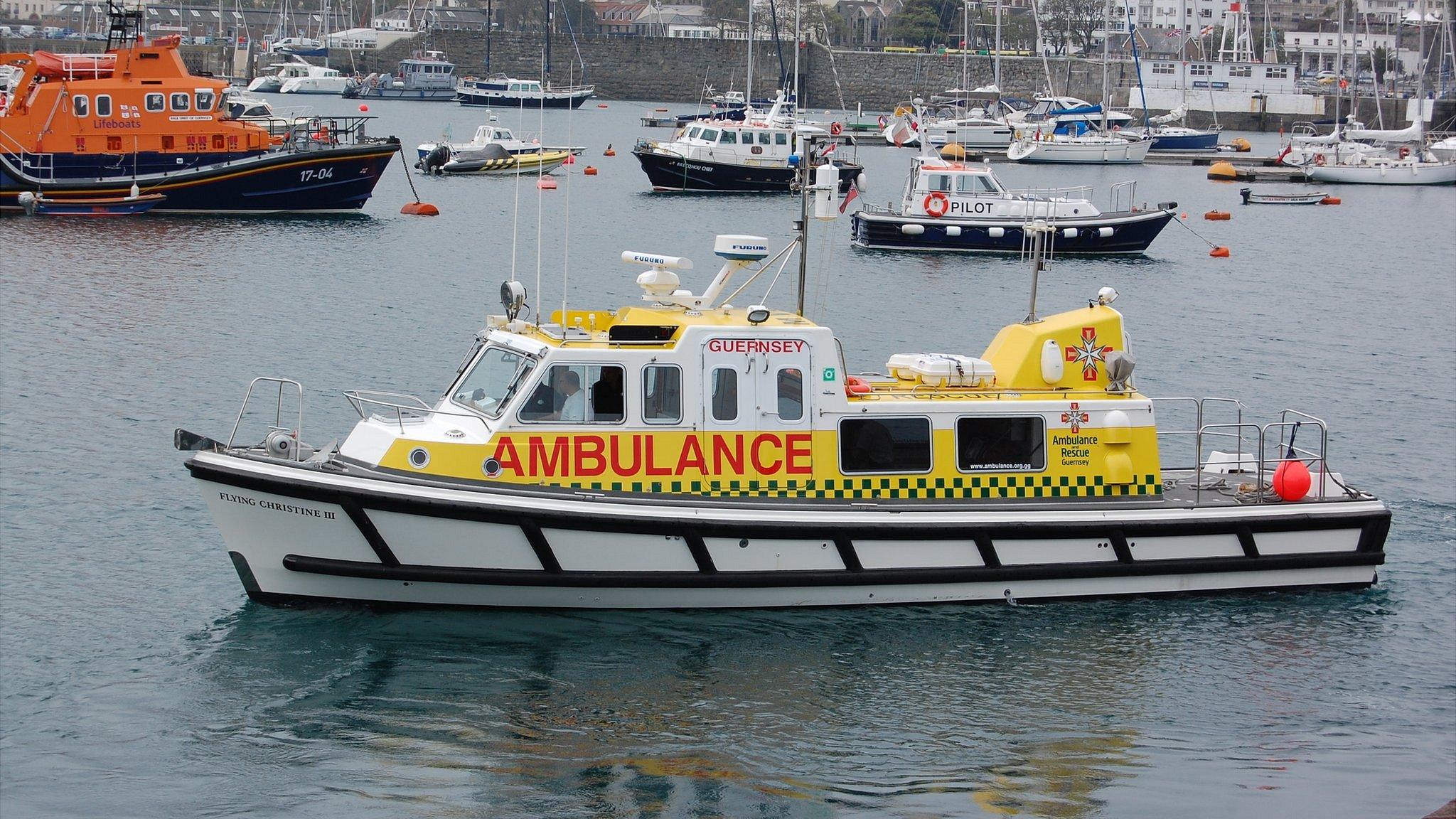 Guernsey marine ambulance Flying Christine III in St Peter Port Harbour