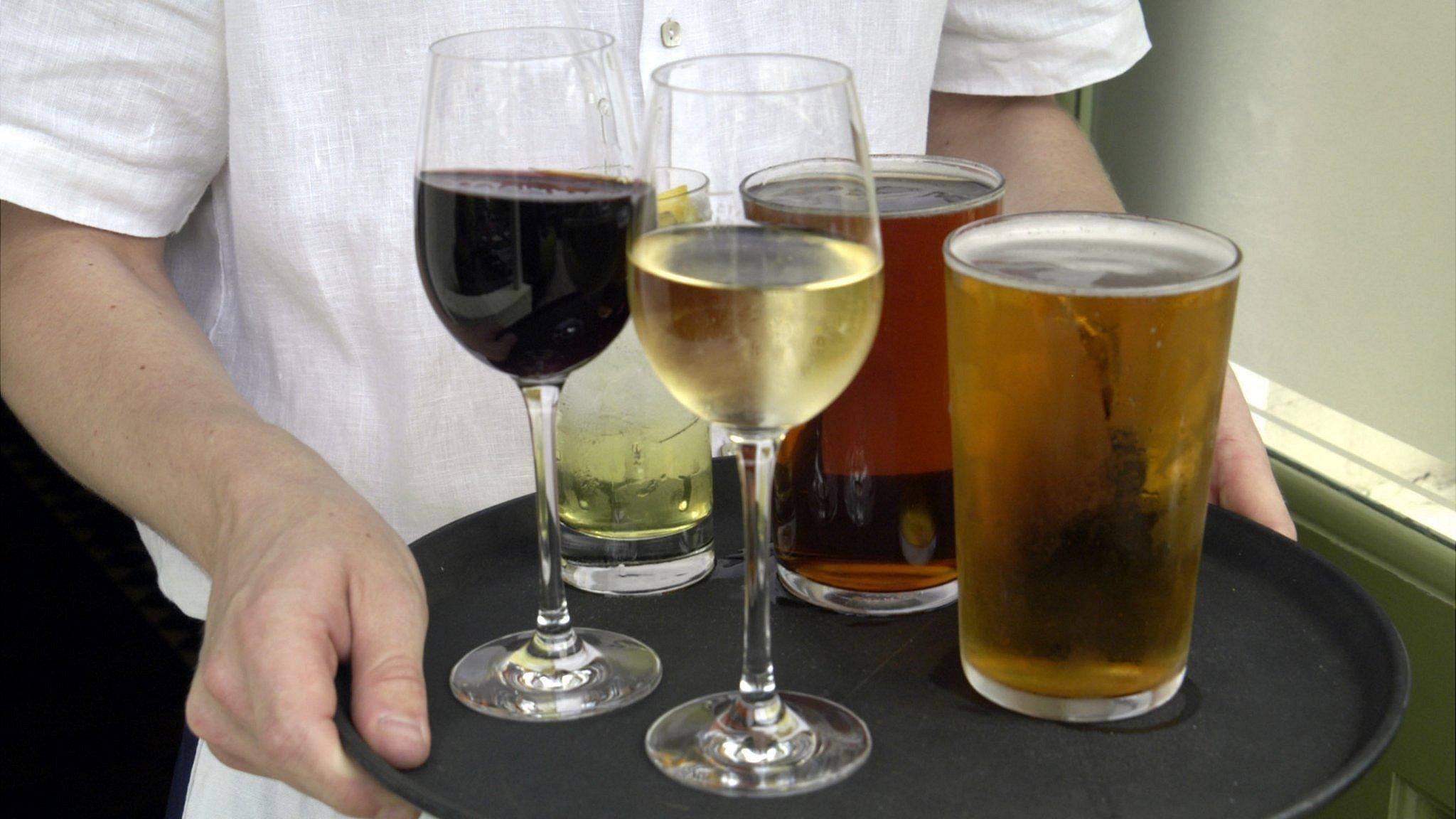 Wine, beer and cider being served in licensed premises