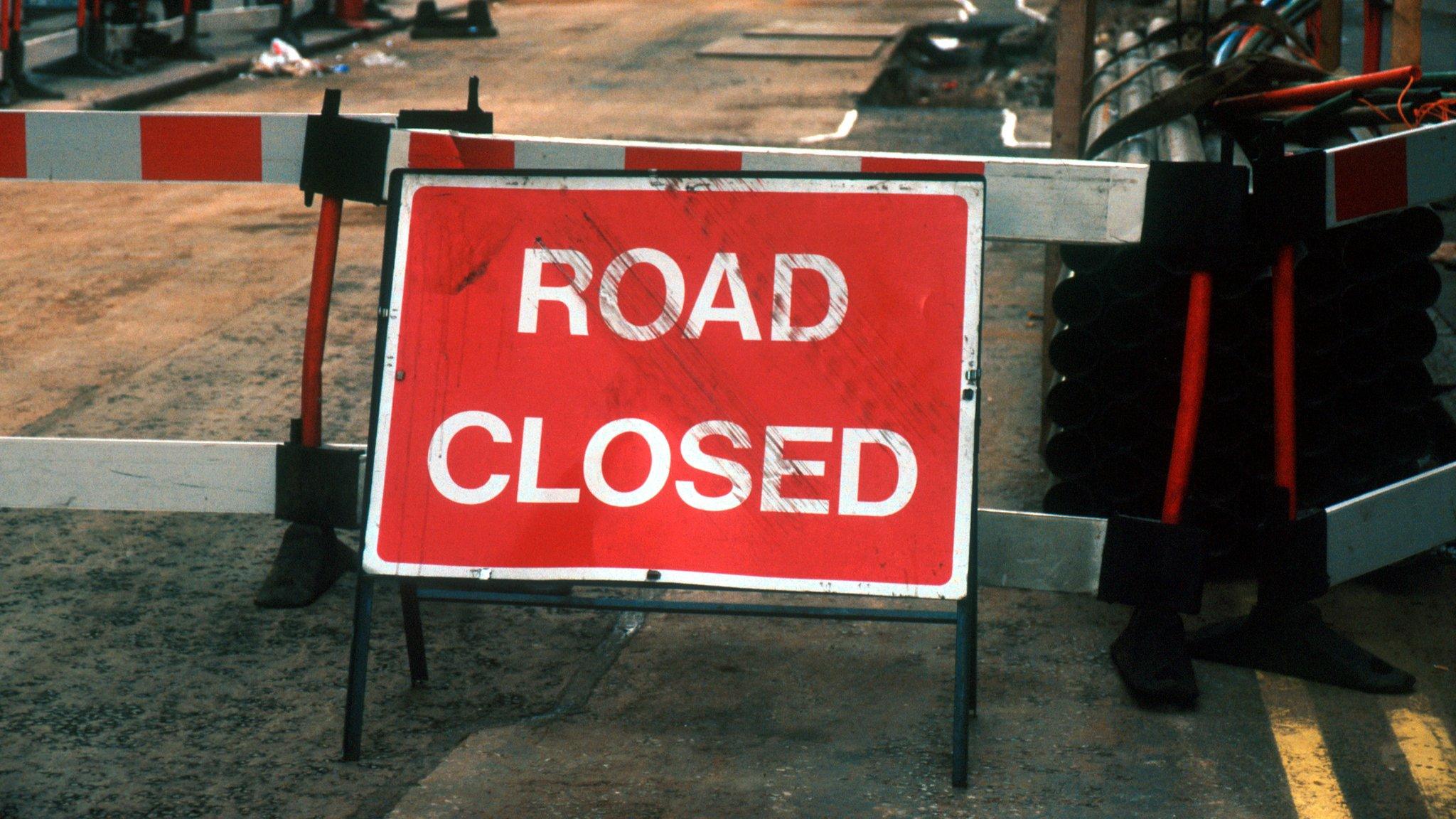 Road closed sign