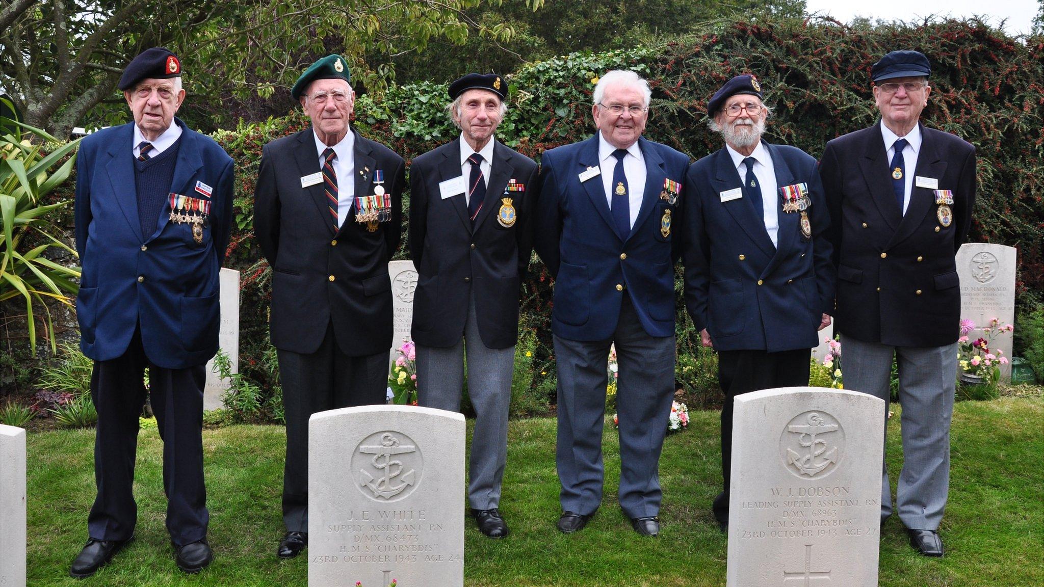 Survivors of the sinking of HMS Charybdis and Limbourne in 1943 attending the memorial service in 2012